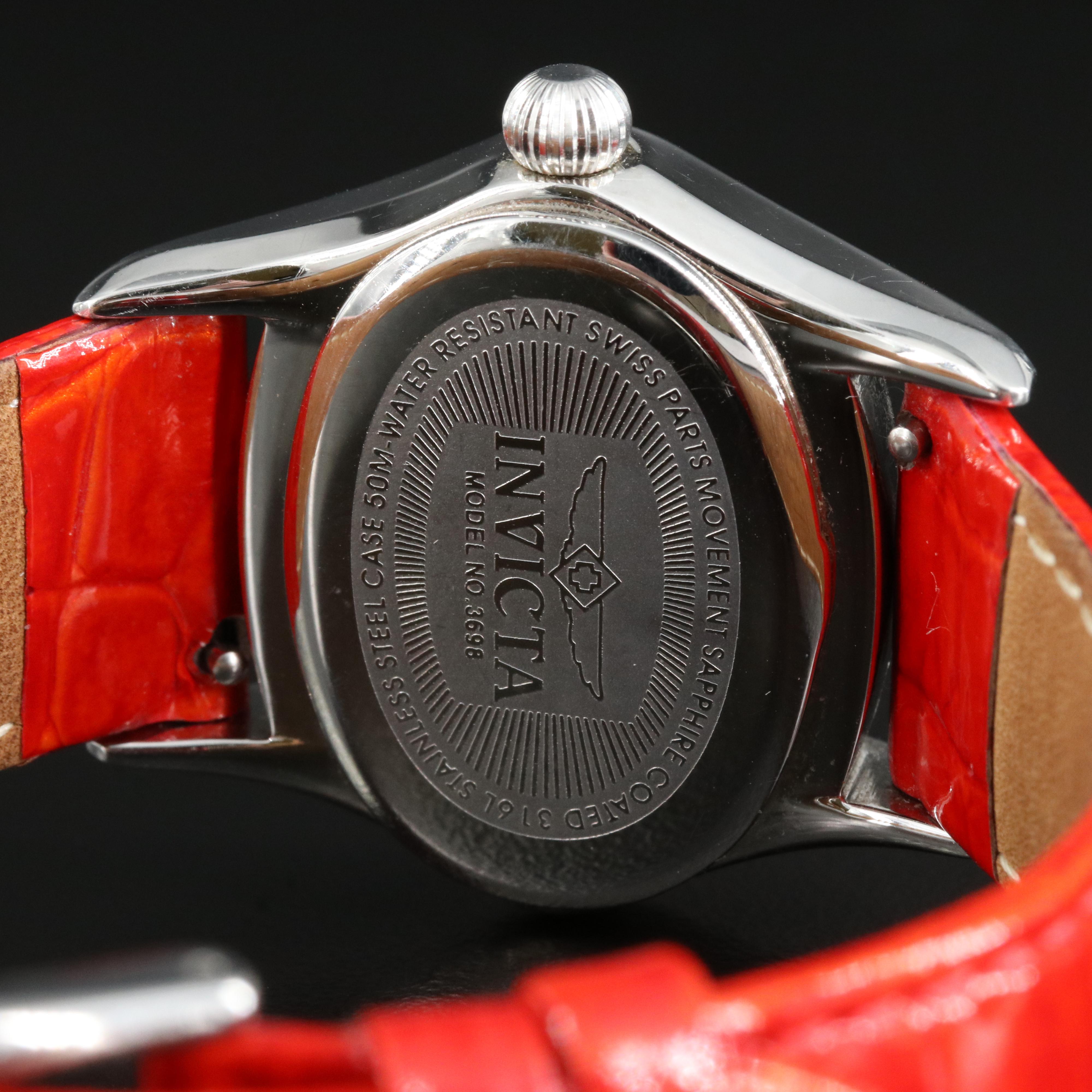 Invicta Red Dial Stainless Steel Watch