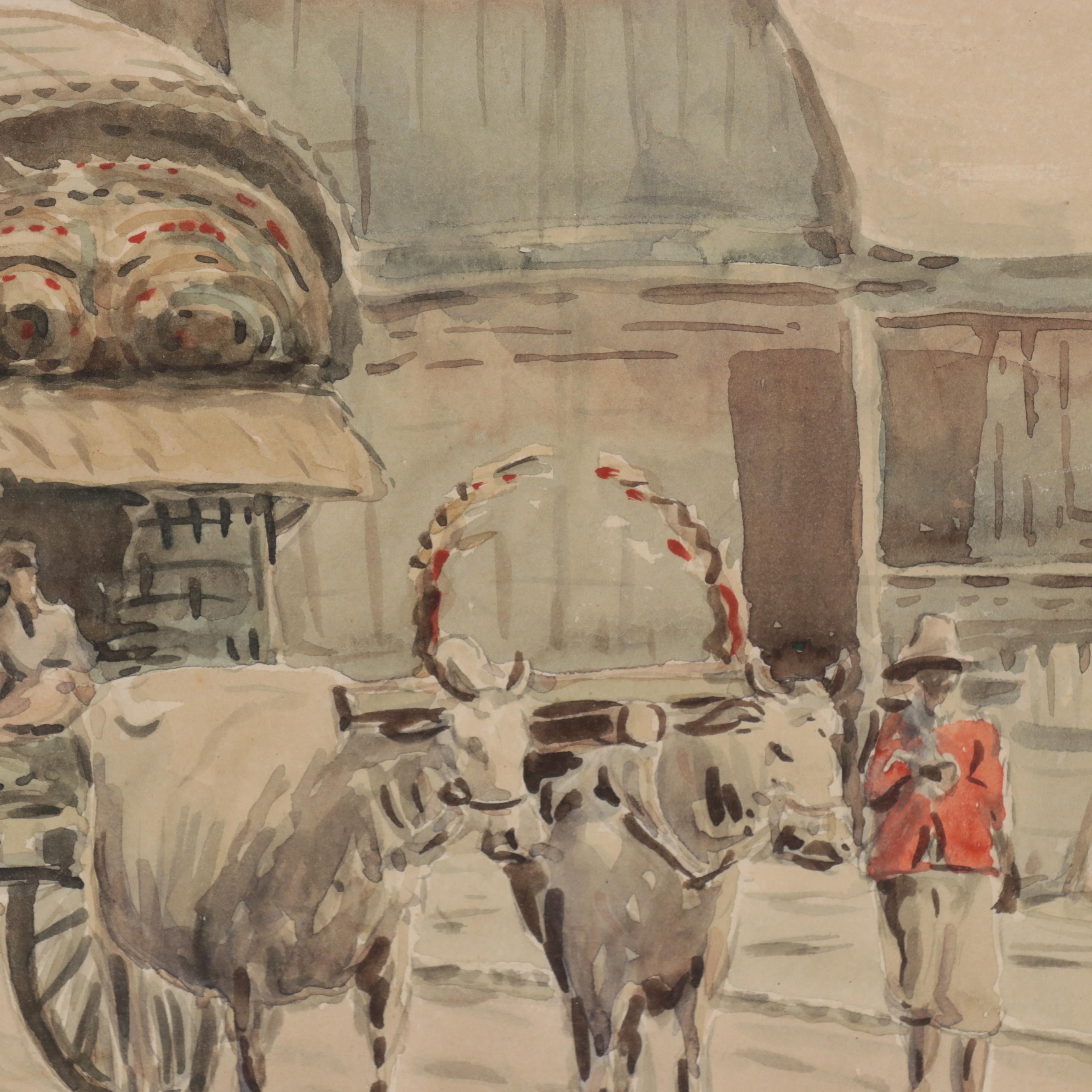 Soewardja Watercolor Paintings of Market Scenes