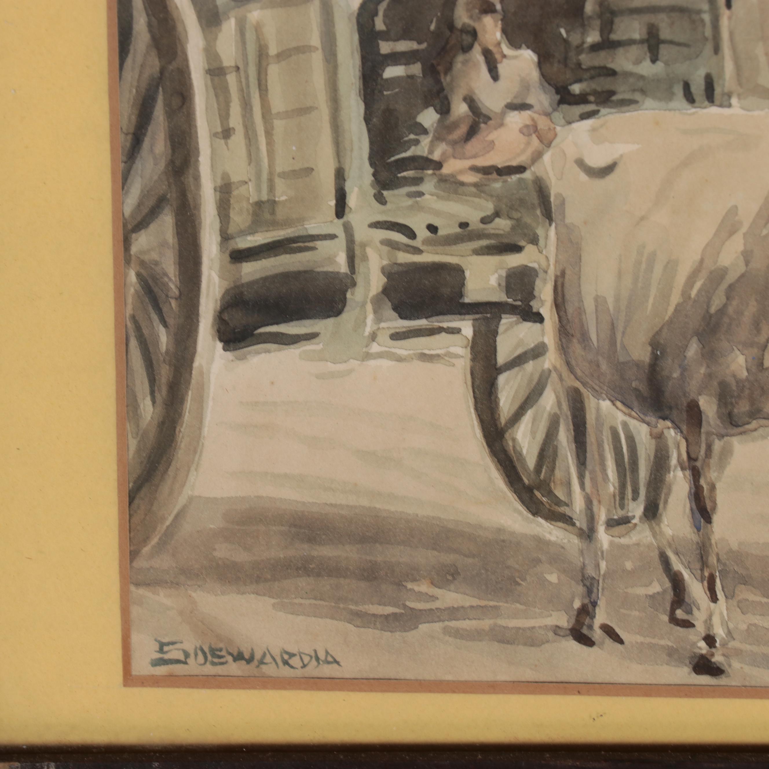 Soewardja Watercolor Paintings of Market Scenes