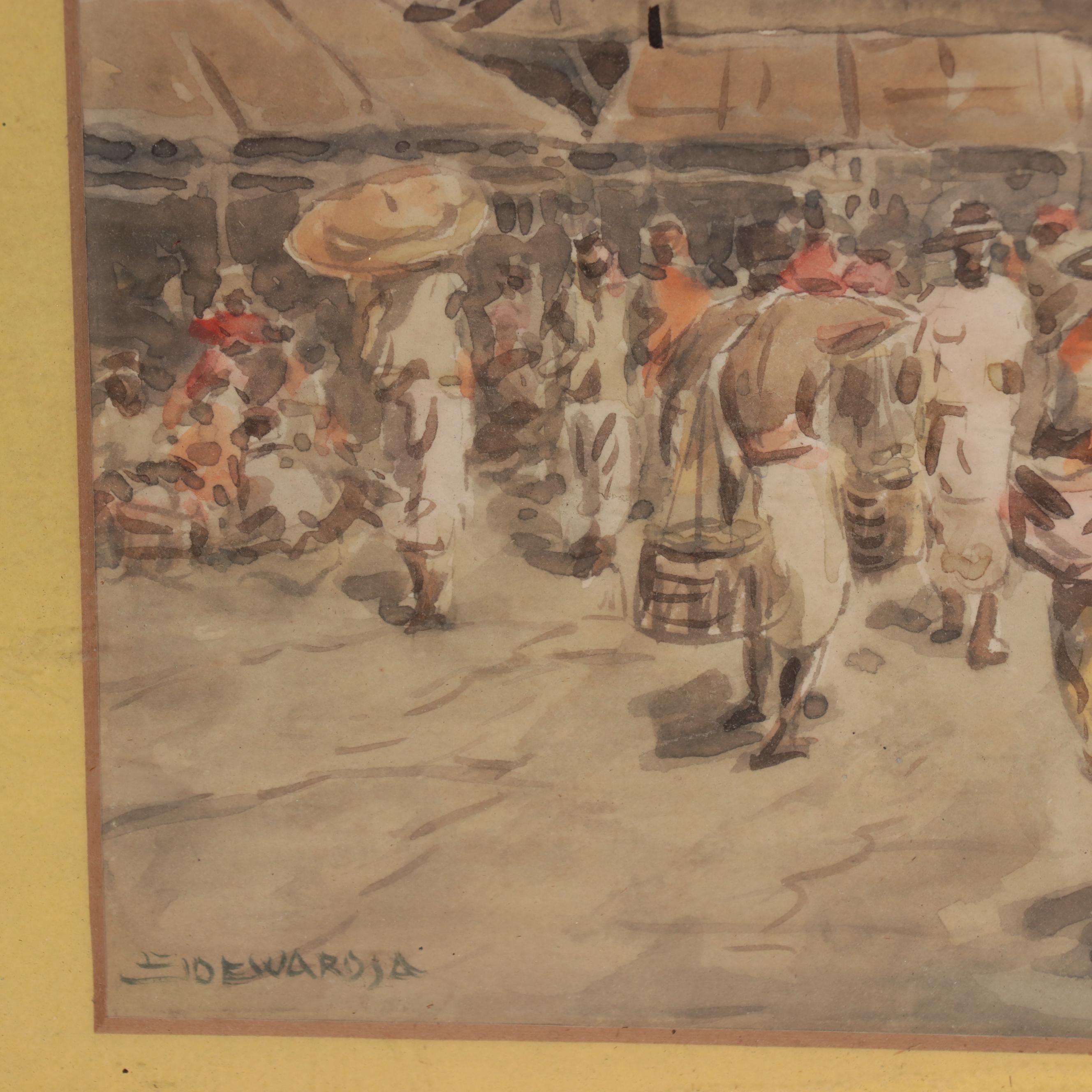 Soewardja Watercolor Paintings of Market Scenes