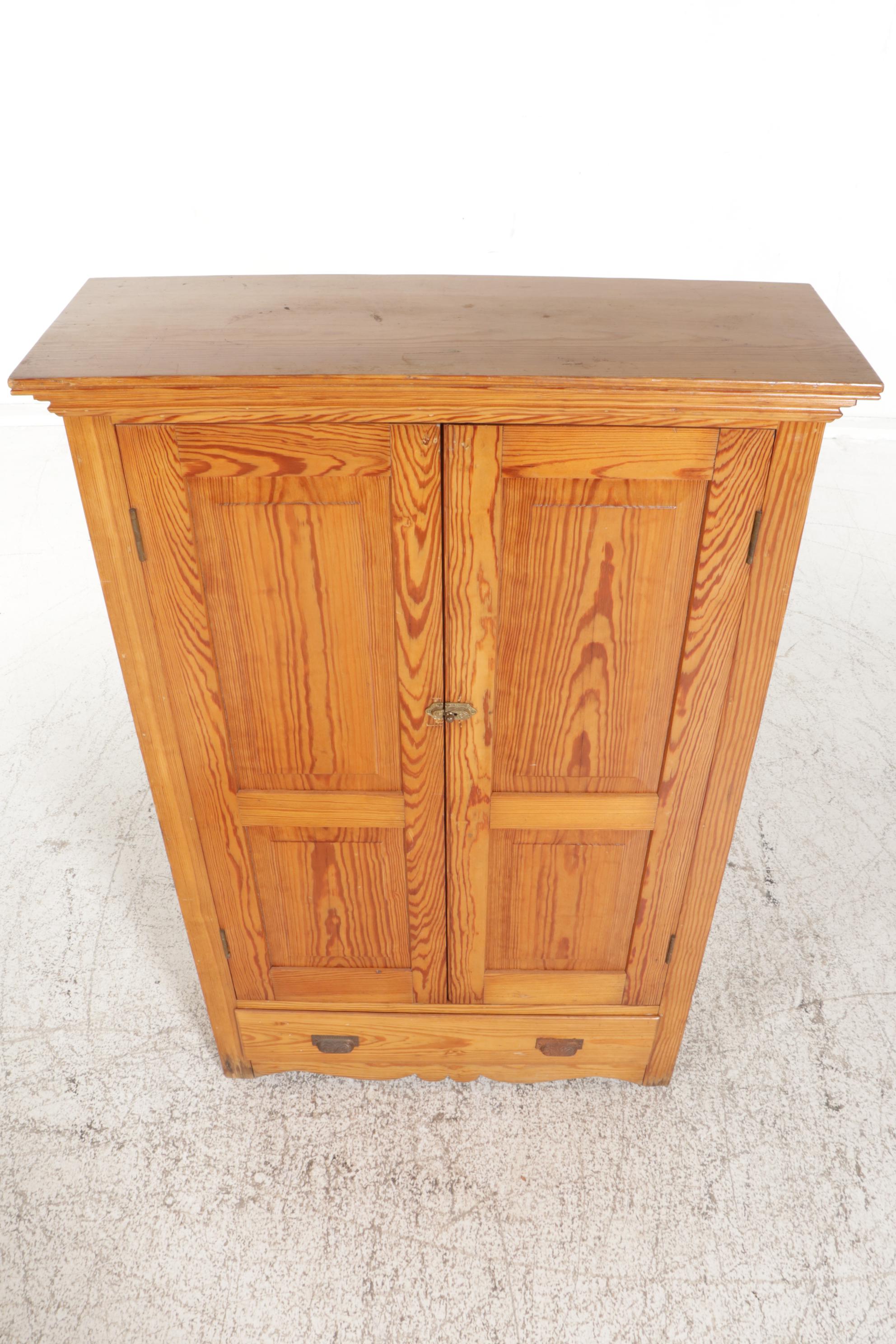 Paneled Pine Storage Cabinet, Early 20th Century