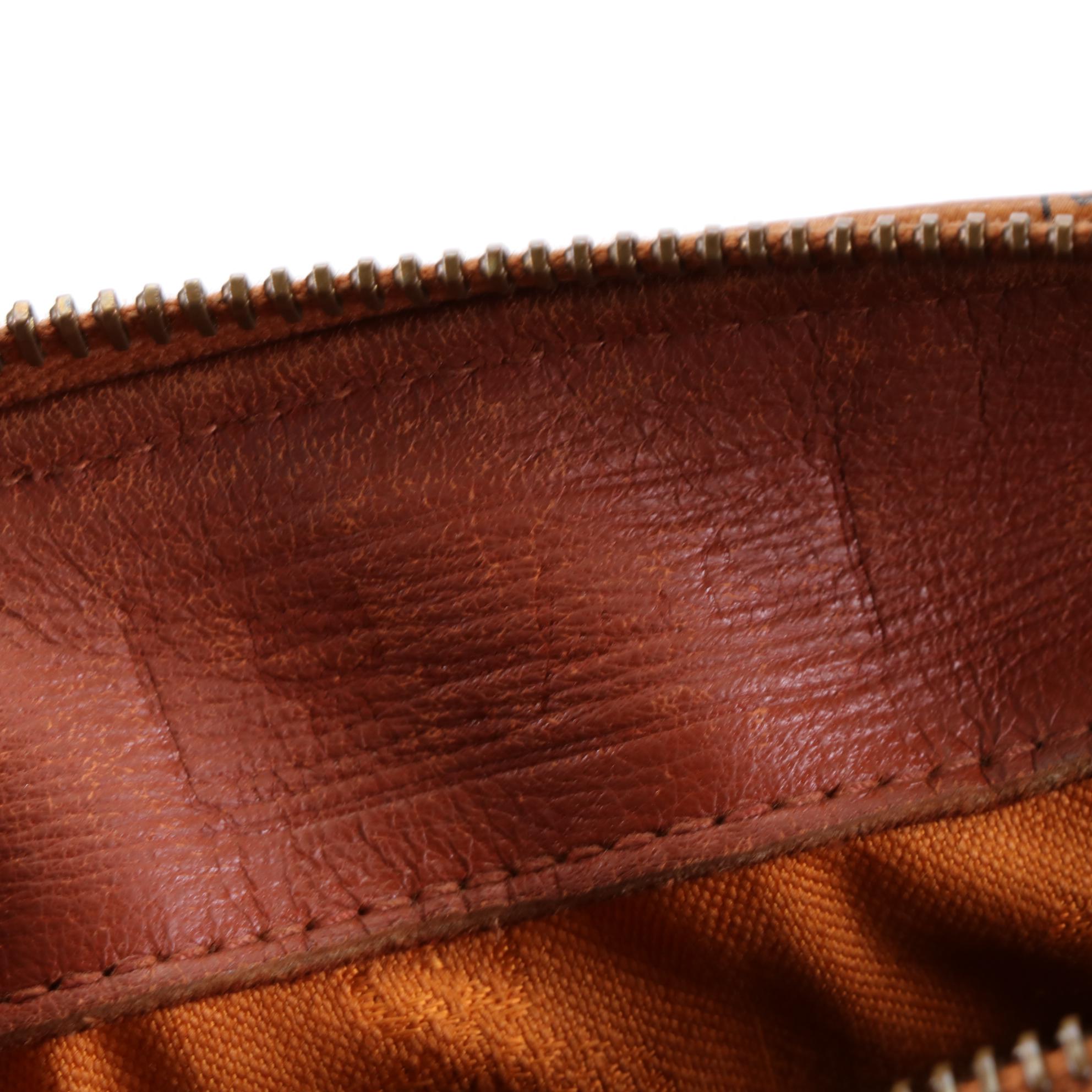 MCM Small Boston Bag in Cognac Monogram Visetos Canvas and Leather