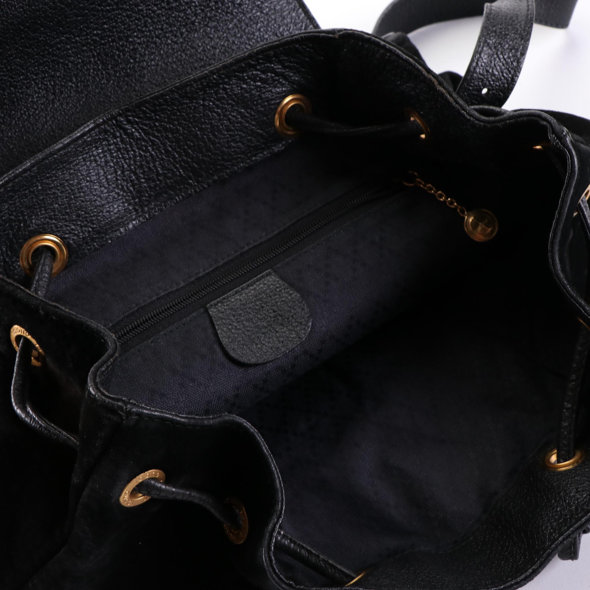 Gucci Bamboo Black Suede Backpack Purse