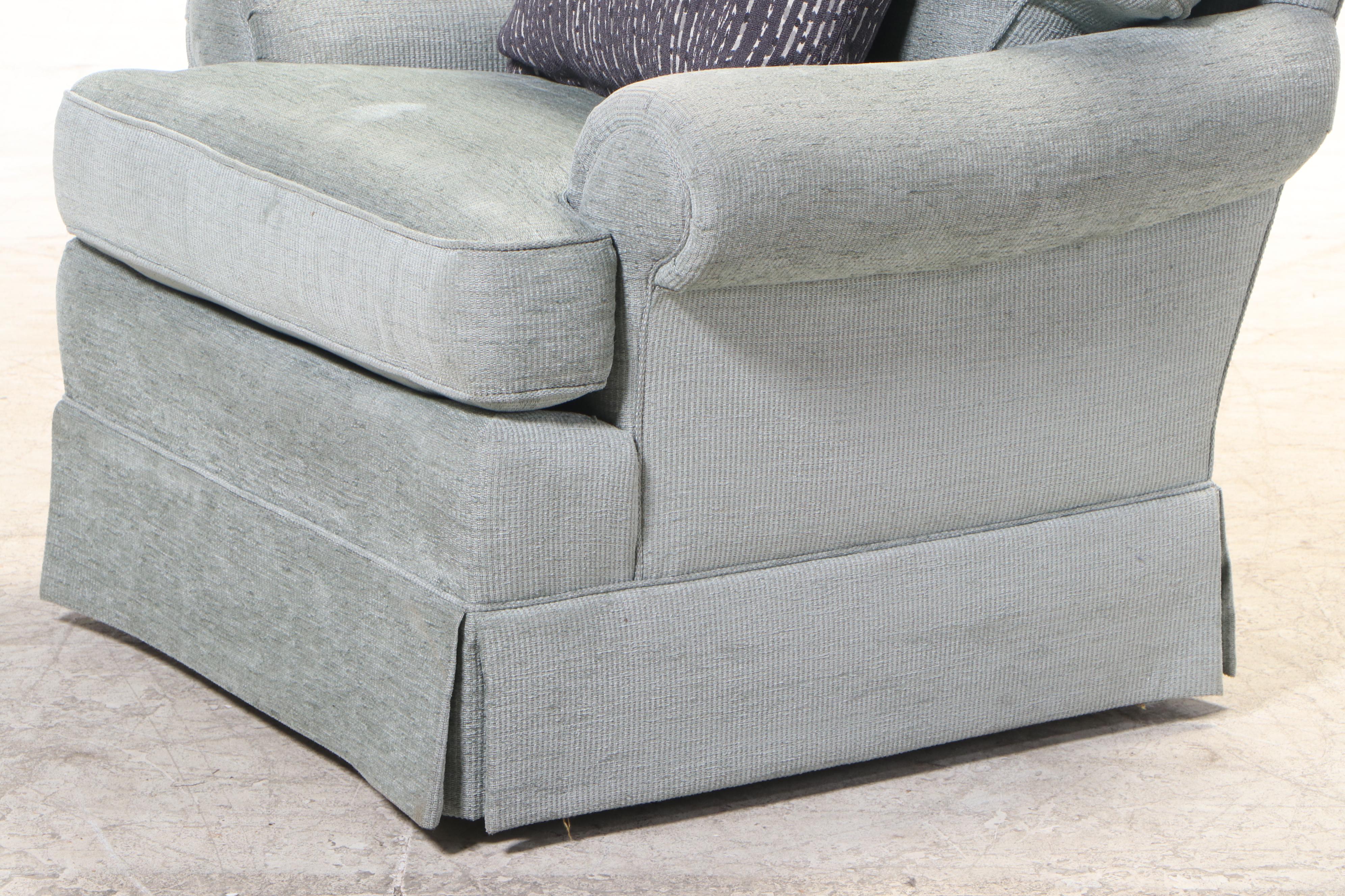 Sherrill Furniture Custom-Upholstered Swivel Armchair and Ottoman