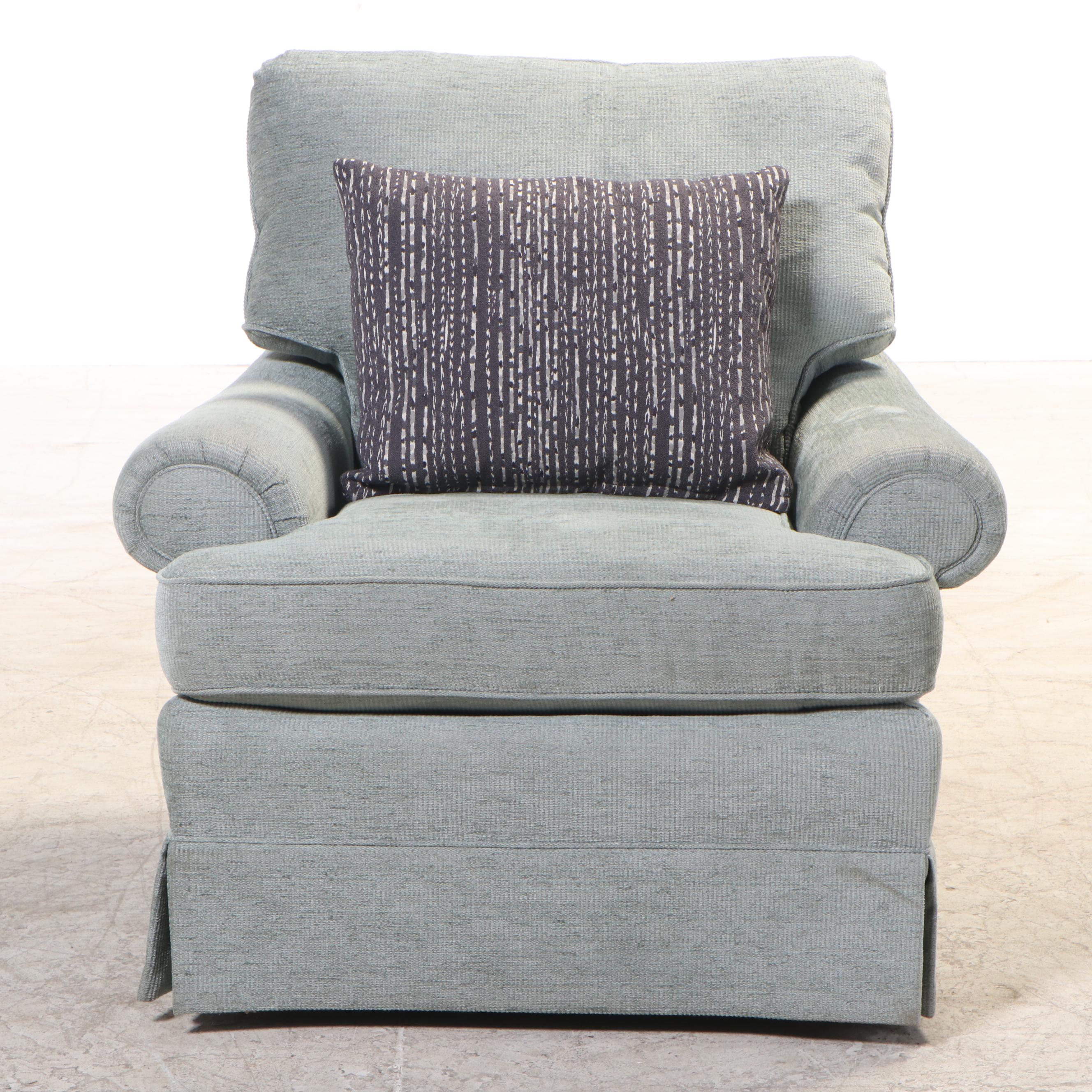 Sherrill Furniture Custom-Upholstered Swivel Armchair and Ottoman