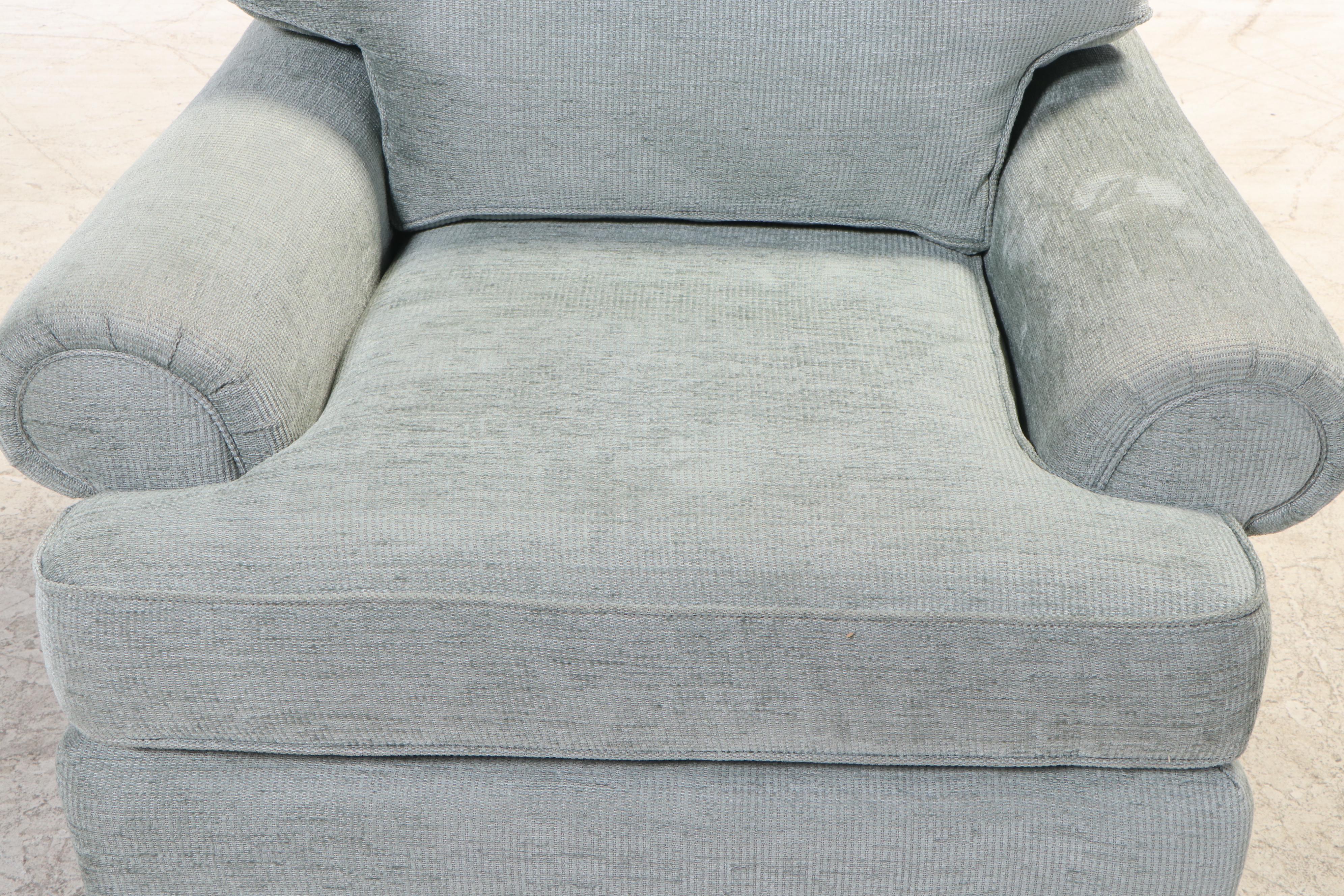 Sherrill Furniture Custom-Upholstered Swivel Armchair and Ottoman