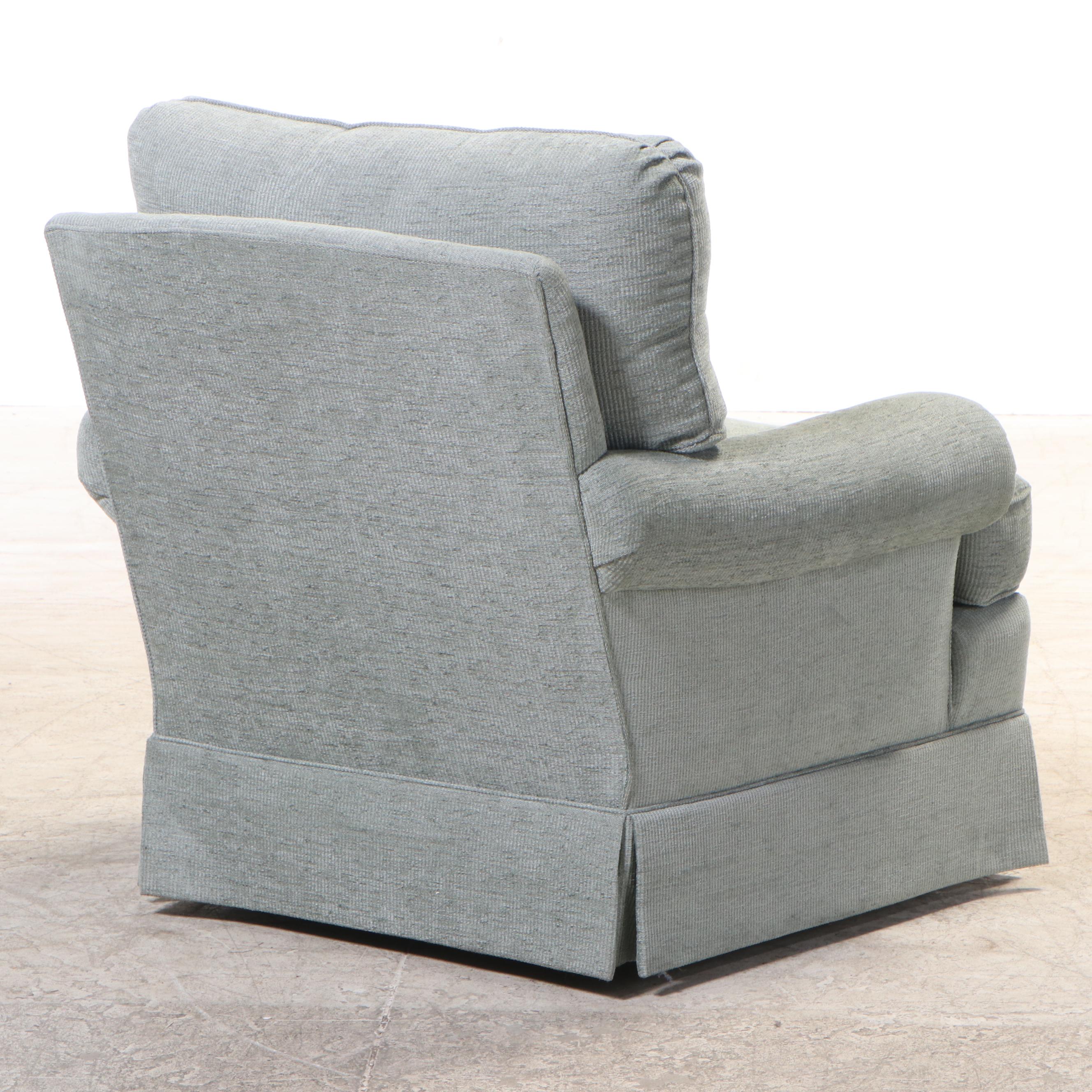 Sherrill Furniture Custom-Upholstered Swivel Armchair and Ottoman