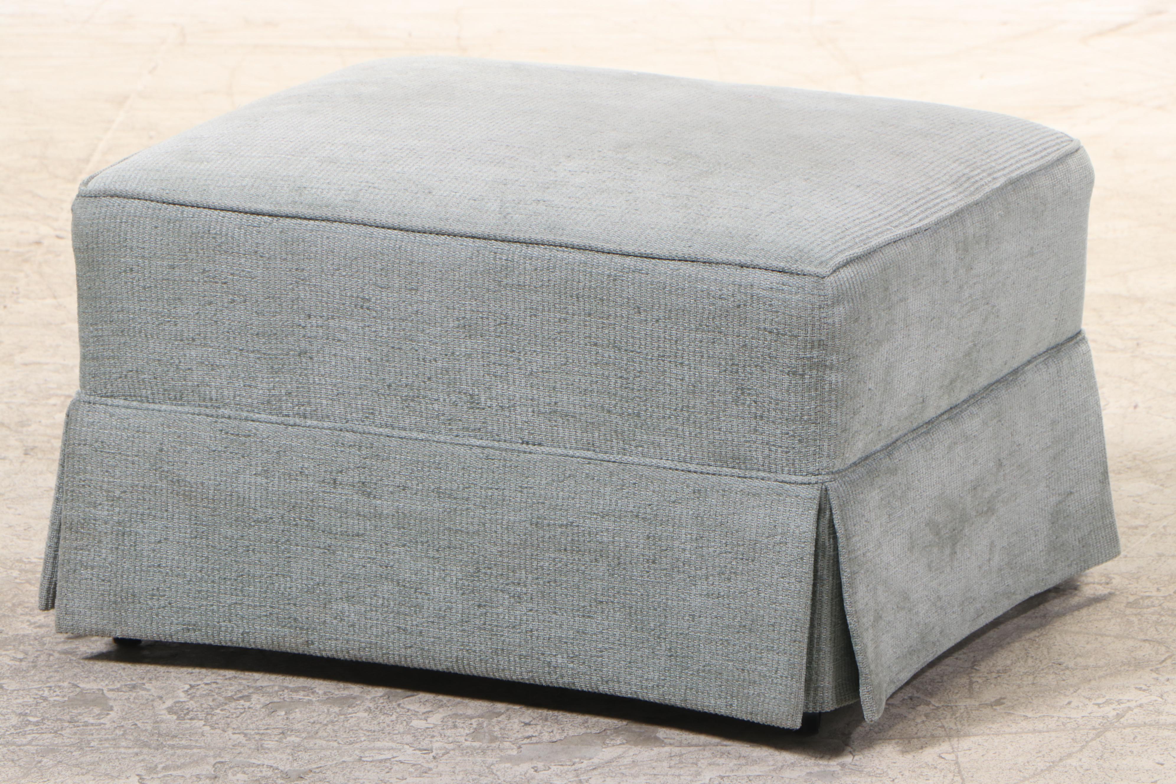 Sherrill Furniture Custom-Upholstered Swivel Armchair and Ottoman