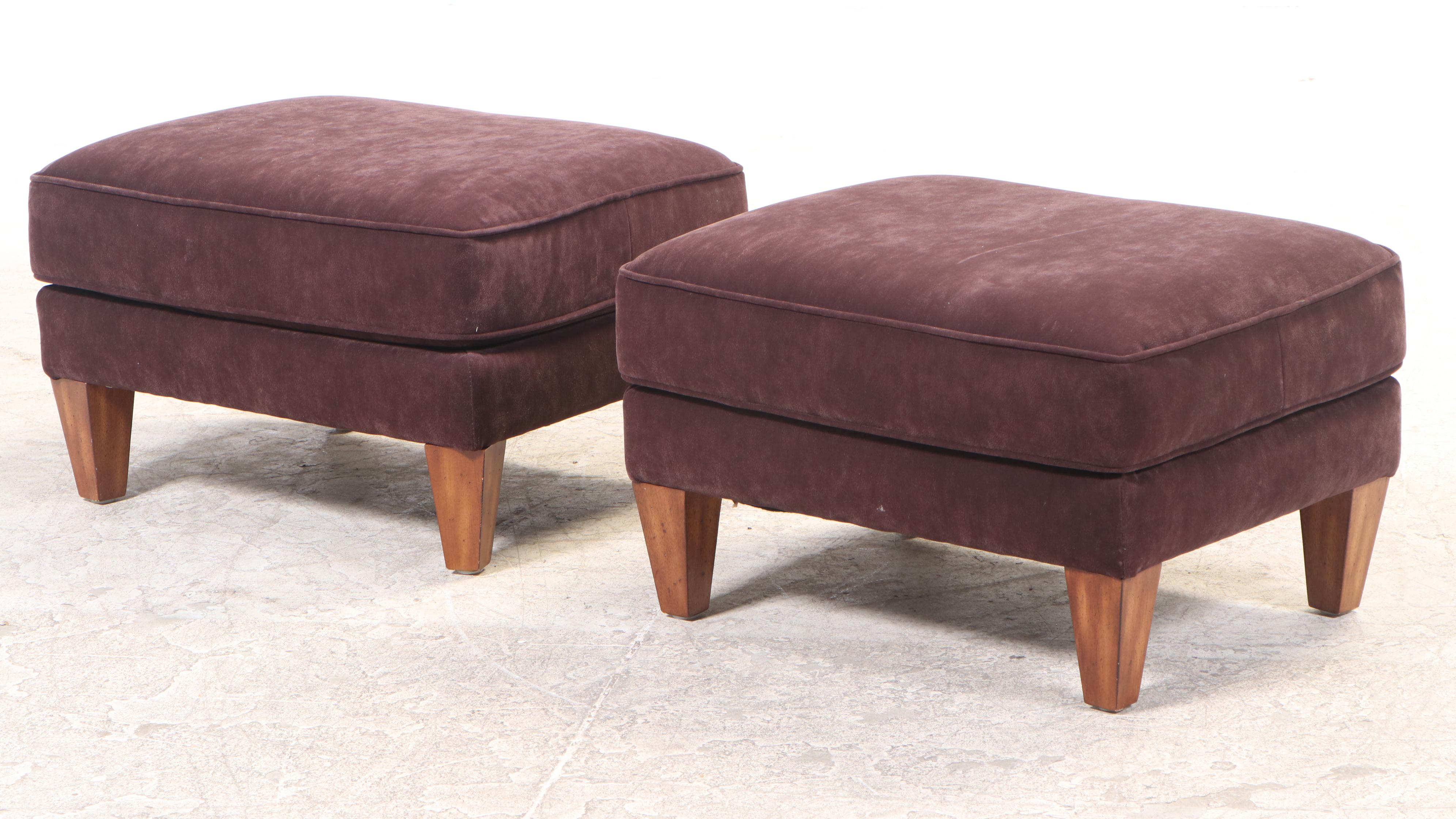 Flexsteel Contemporary Modern Style Angular Sofa with Pair of Ottomans