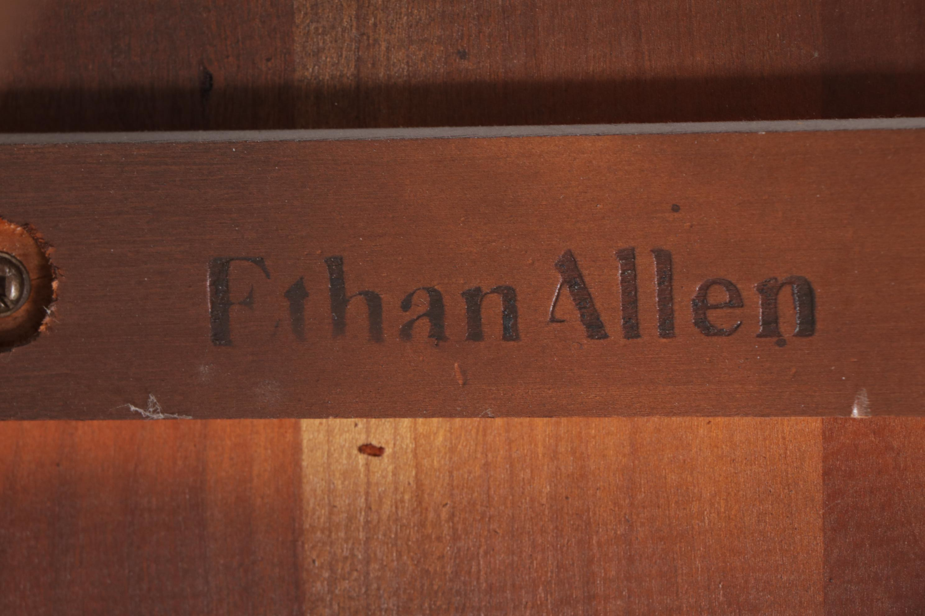 Ethan Allen Chippendale Style Cherrywood Butler's Tray Coffee Table, 1980s