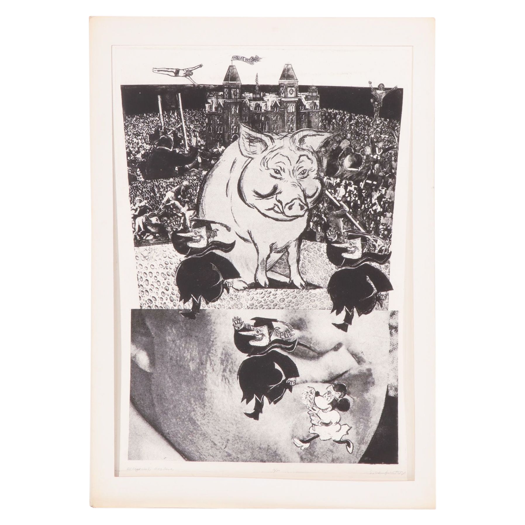 Sidney Chafetz Etching "Allegorical Academe," 1974