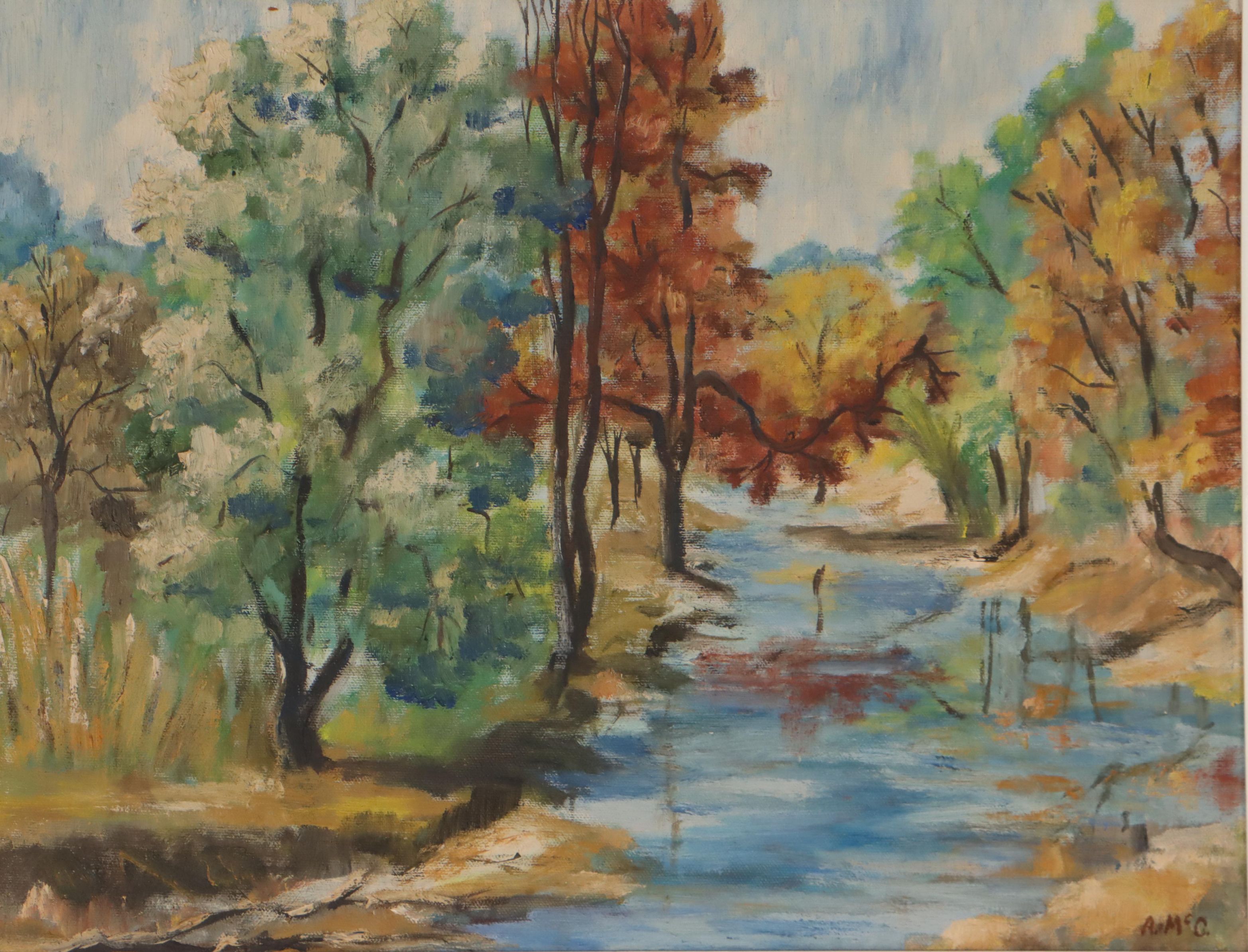 Oil Painting of Landscape With Creek