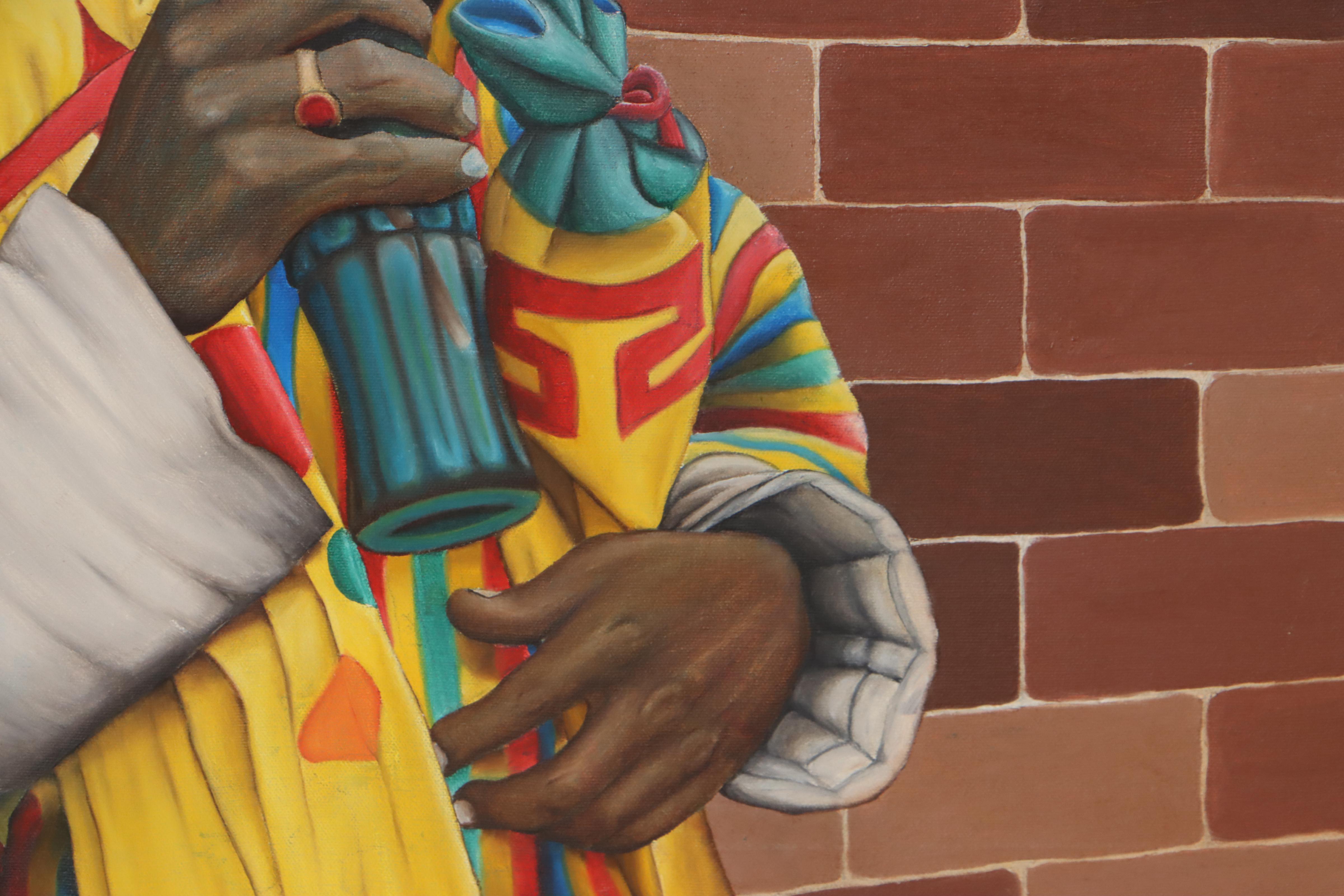 Acrylic Painting of a Man Drinking a Soda