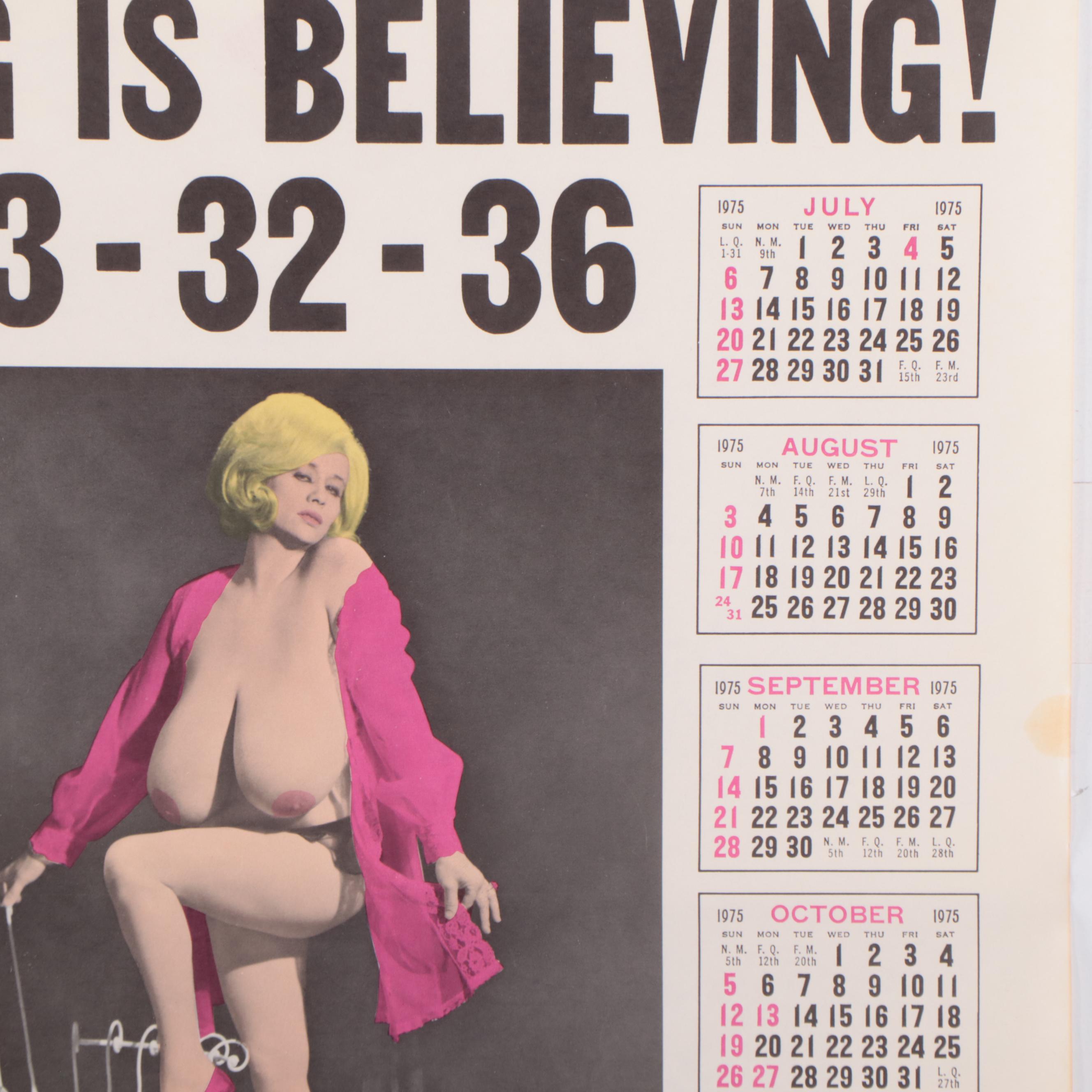 "Deadly Weapons" Pinup Calendar Featuring Chesty Morgan, 1975