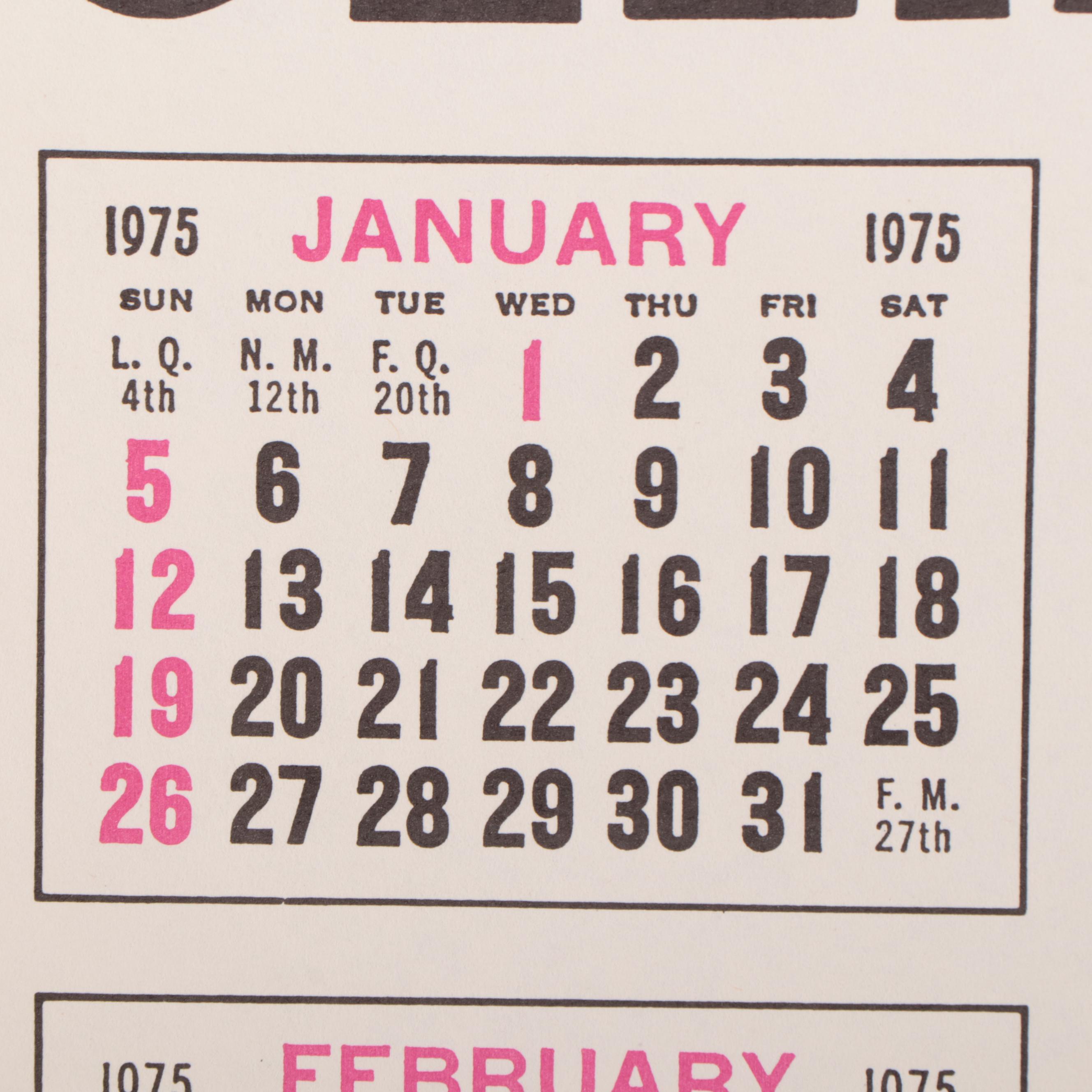 "Deadly Weapons" Pinup Calendar Featuring Chesty Morgan, 1975