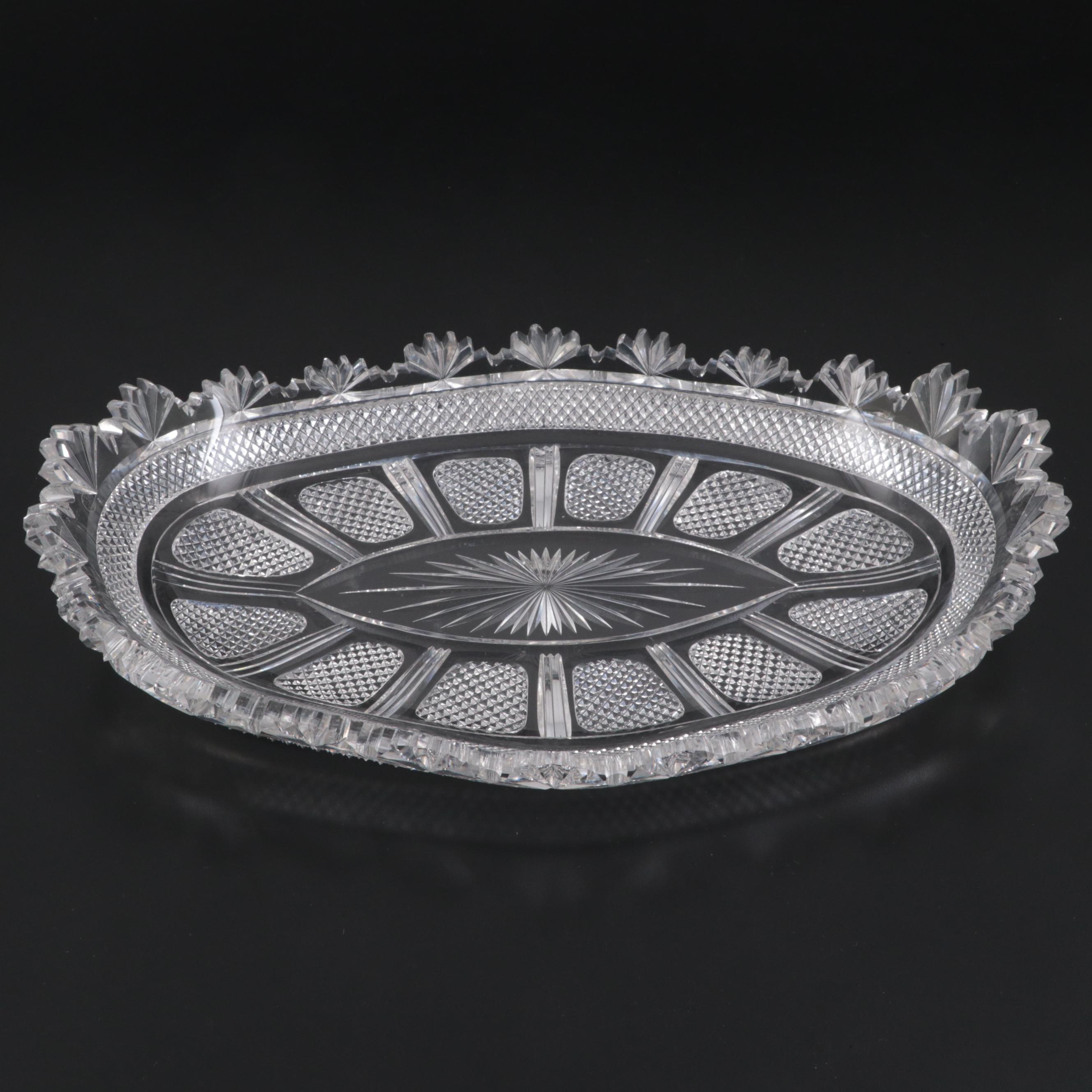 Meriden Cut Glass Co. "Old Irish" Brilliant Cut Glass Ice Cream Tray