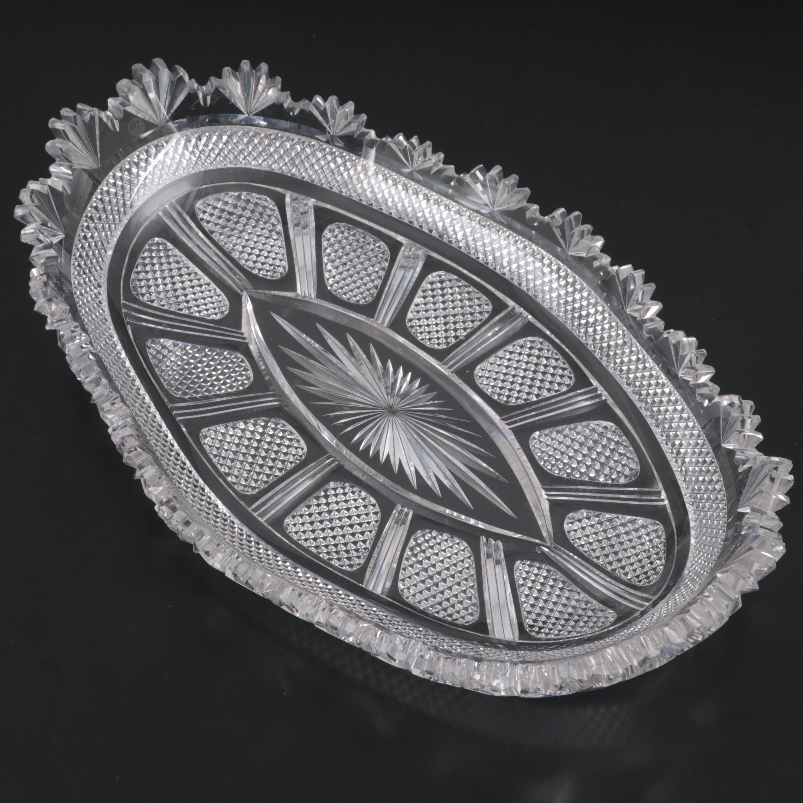 Meriden Cut Glass Co. "Old Irish" Brilliant Cut Glass Ice Cream Tray