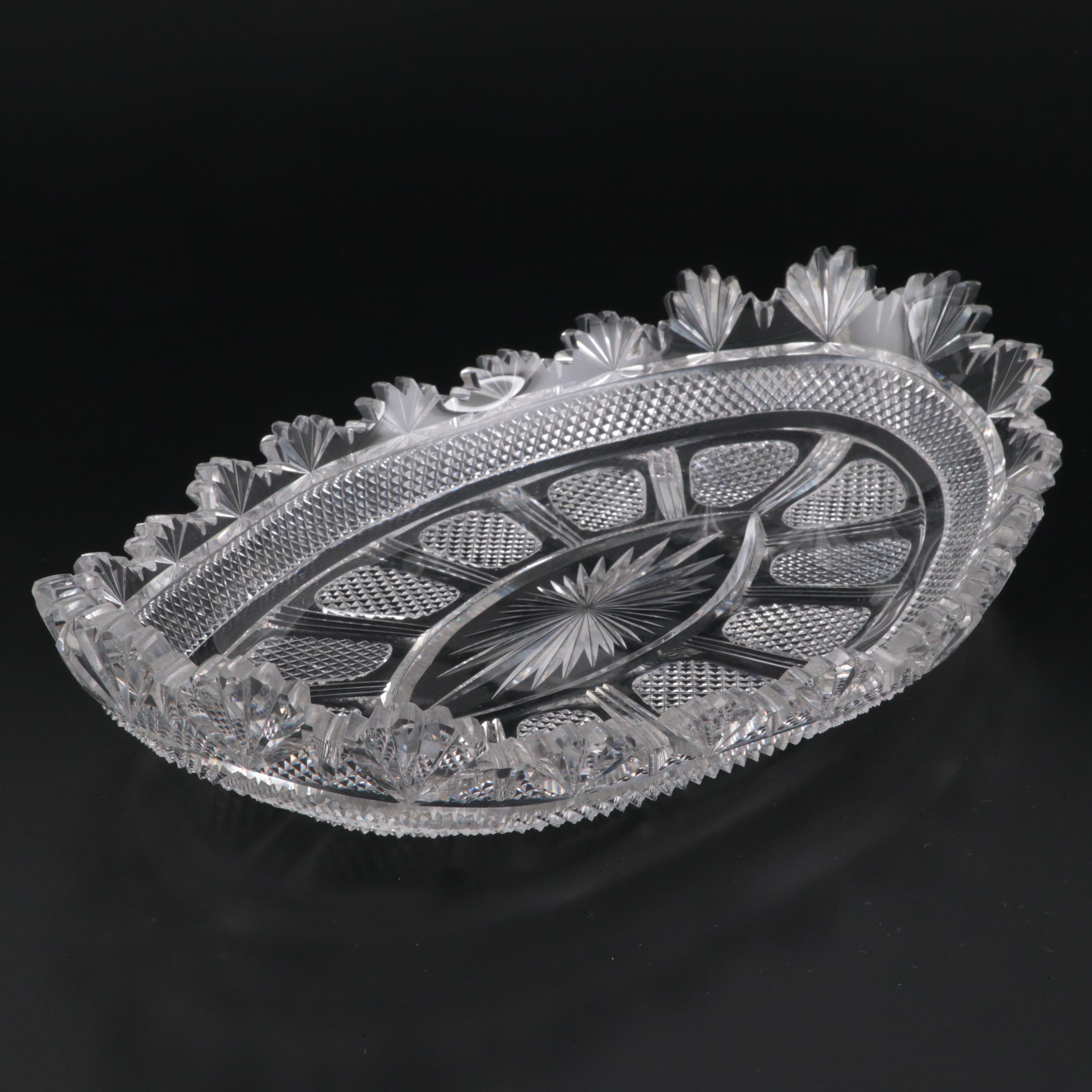 Meriden Cut Glass Co. "Old Irish" Brilliant Cut Glass Ice Cream Tray