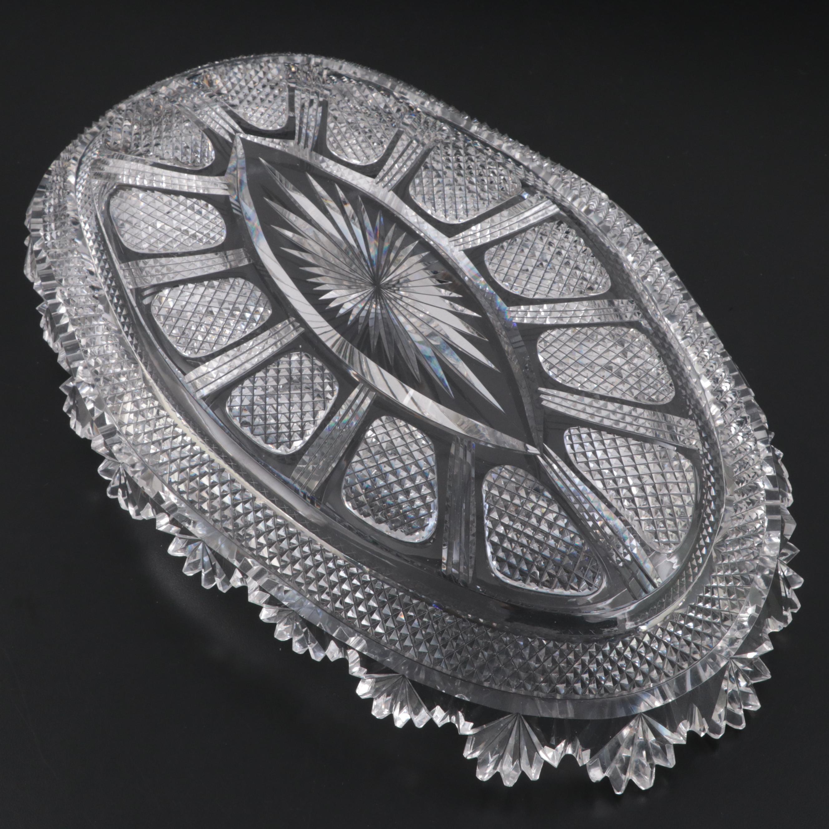 Meriden Cut Glass Co. "Old Irish" Brilliant Cut Glass Ice Cream Tray