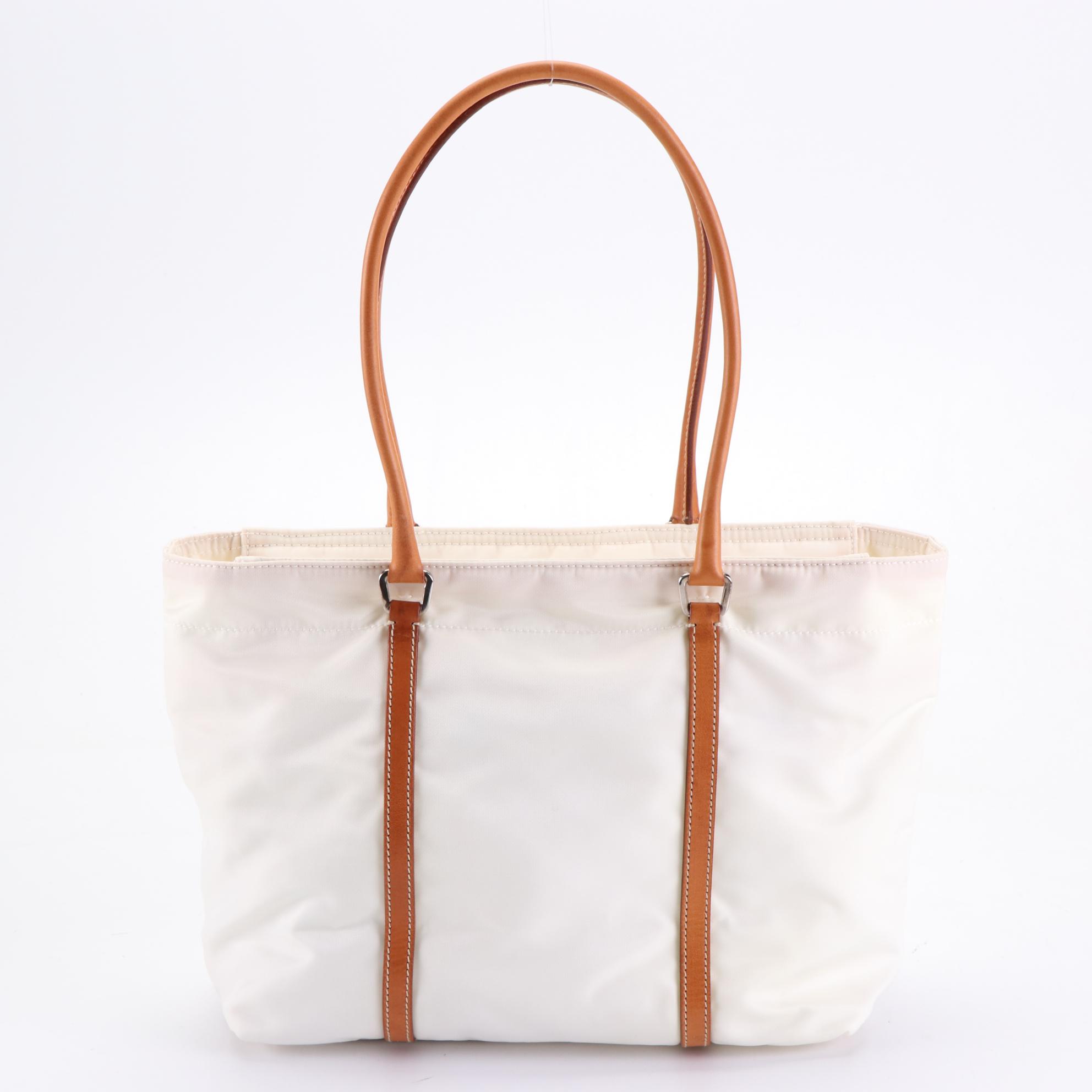 Prada Zip Top Handbag in Tessuto Nylon with Leather