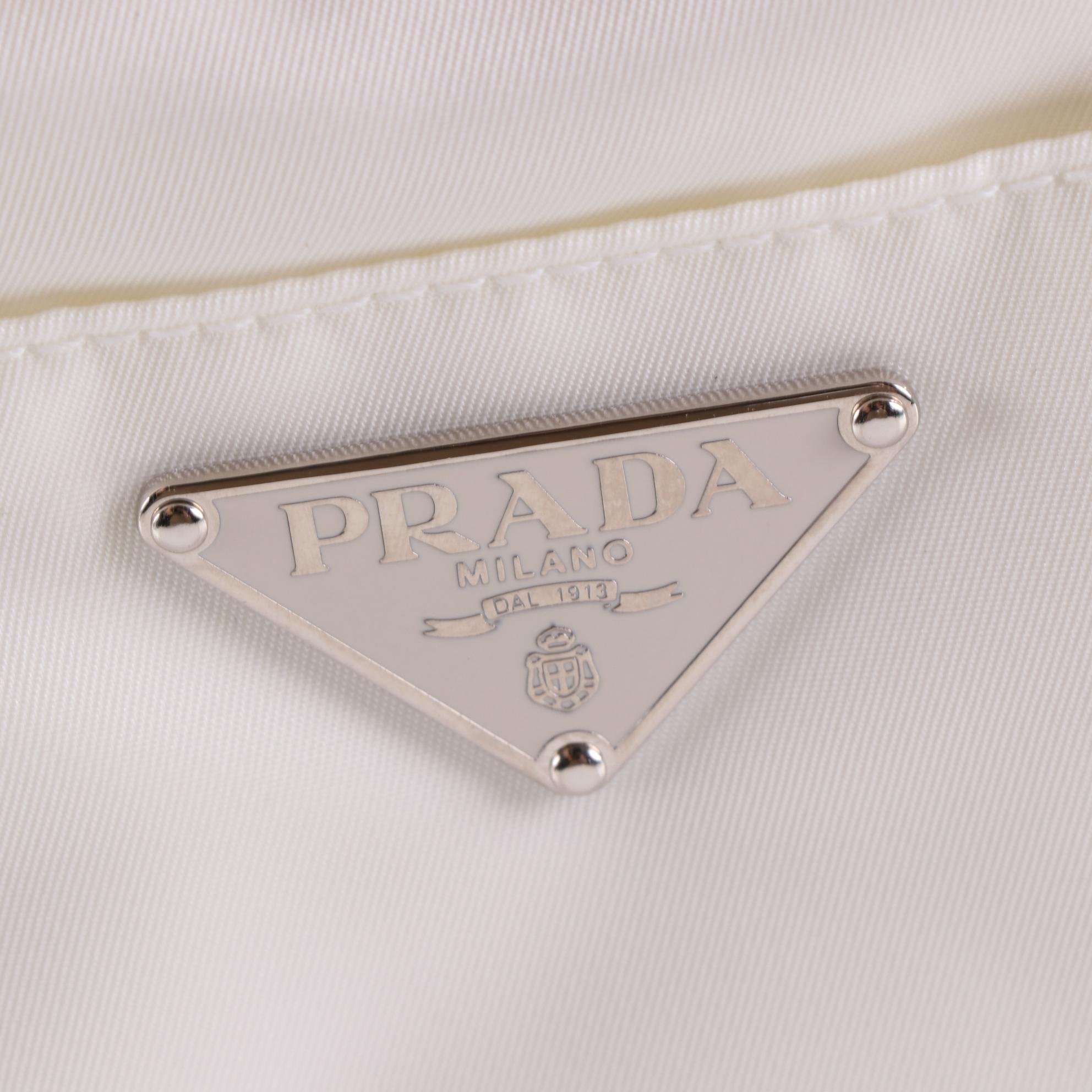 Prada Zip Top Handbag in Tessuto Nylon with Leather