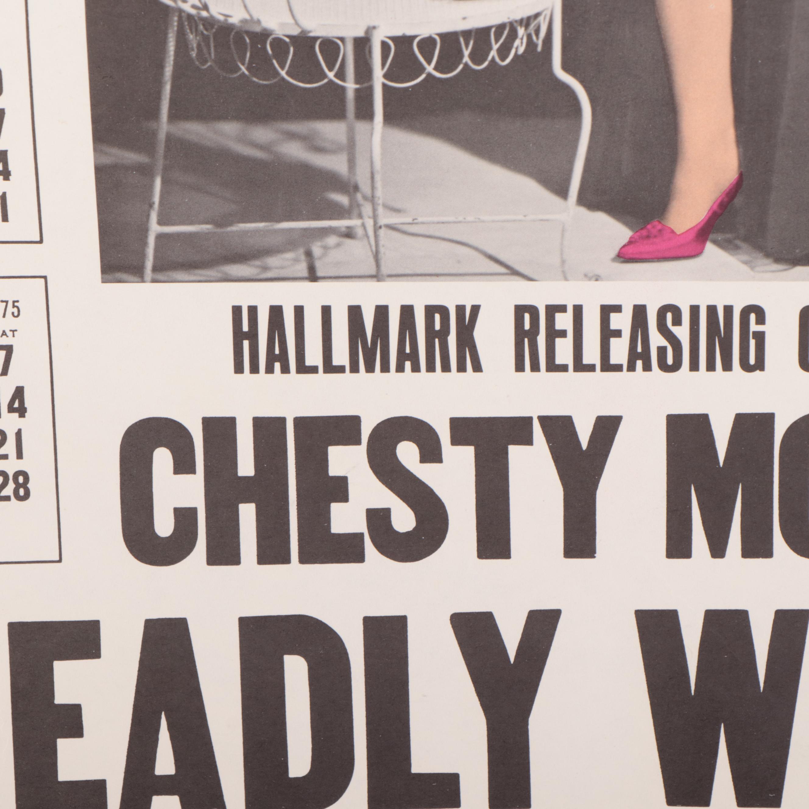 1975 Pinup Calendar Featuring Chesty Morgan "Deadly Weapons"