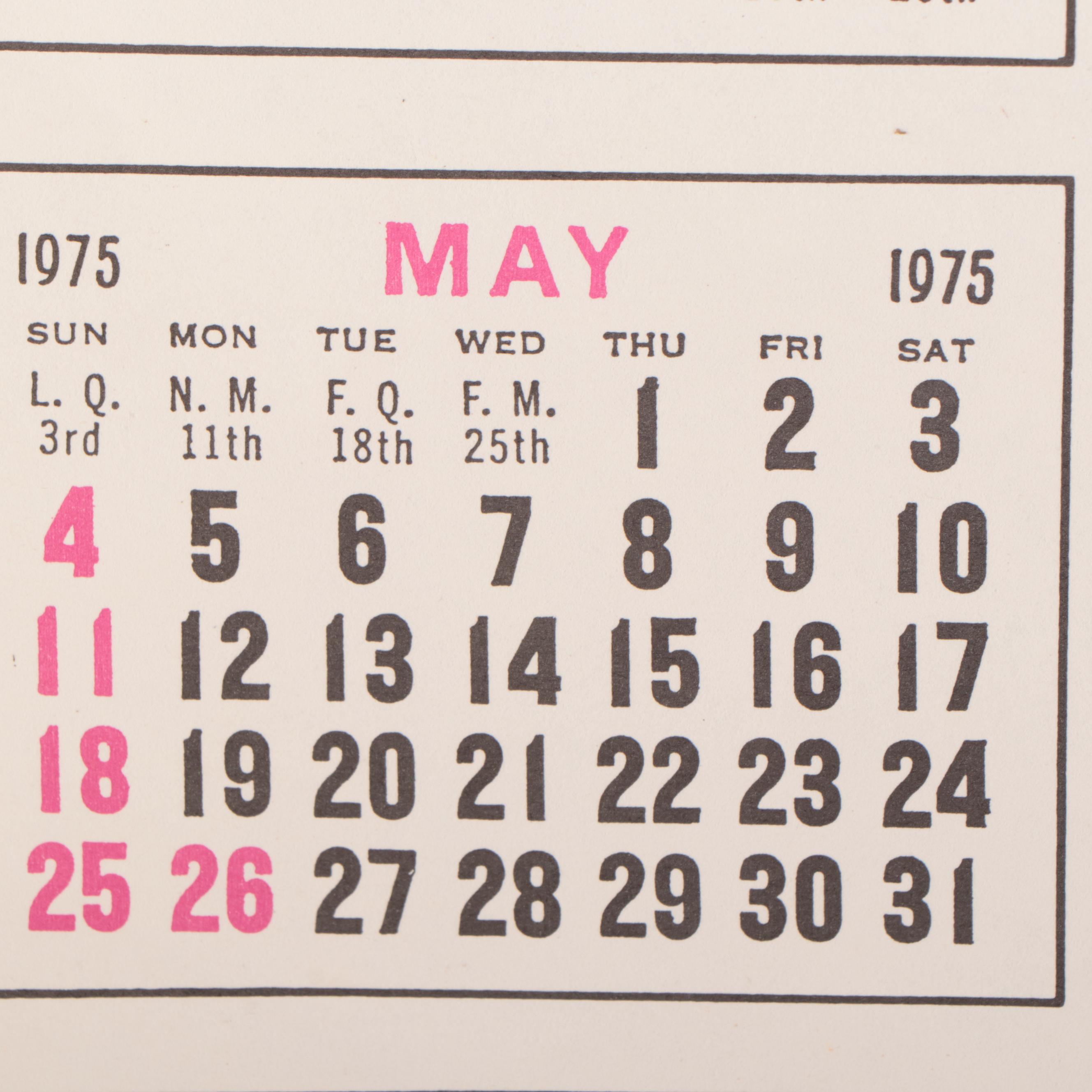 1975 Pinup Calendar Featuring Chesty Morgan "Deadly Weapons"