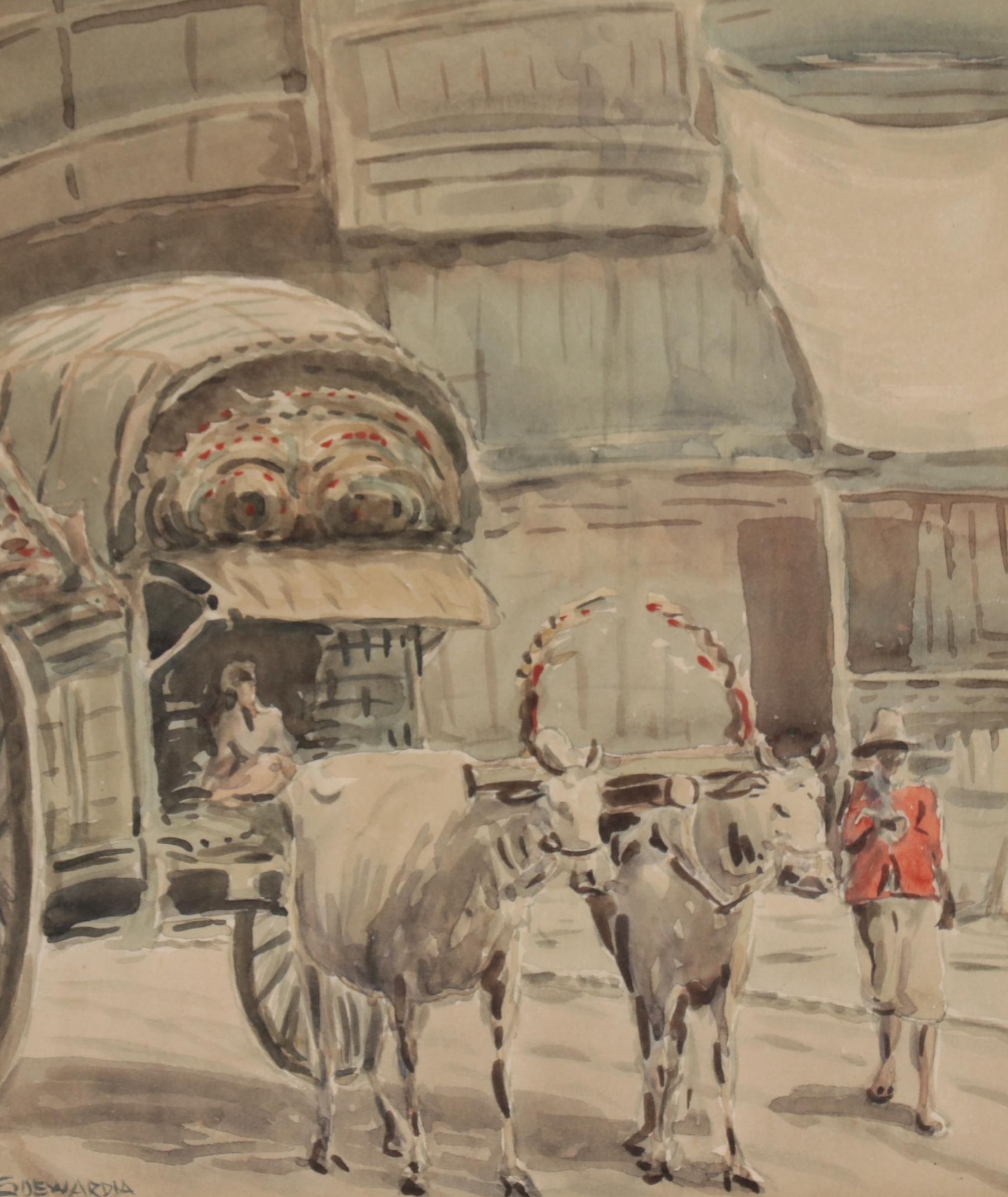 Soewardja Watercolor Paintings of Market Scenes
