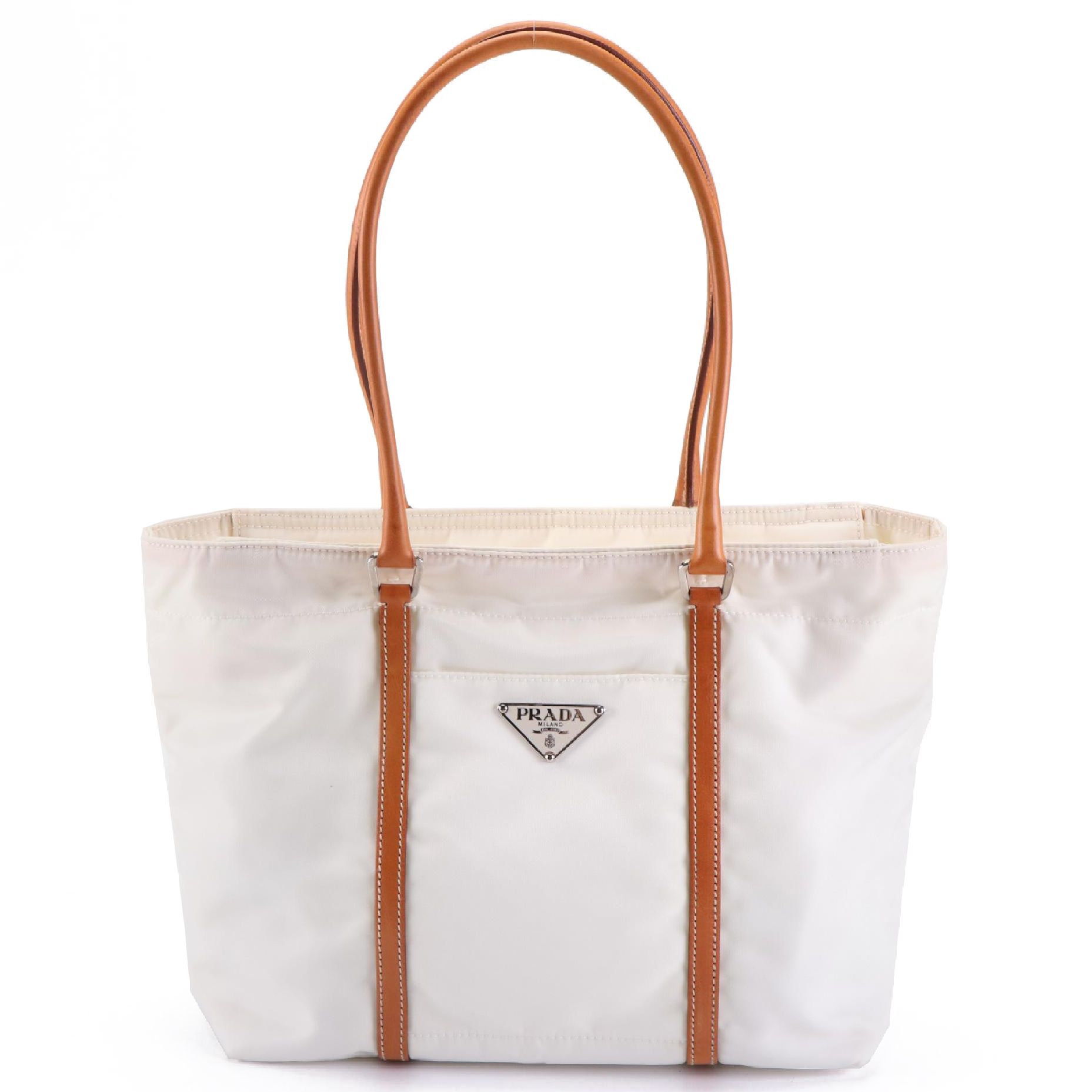 Prada Zip Top Handbag in Tessuto Nylon with Leather