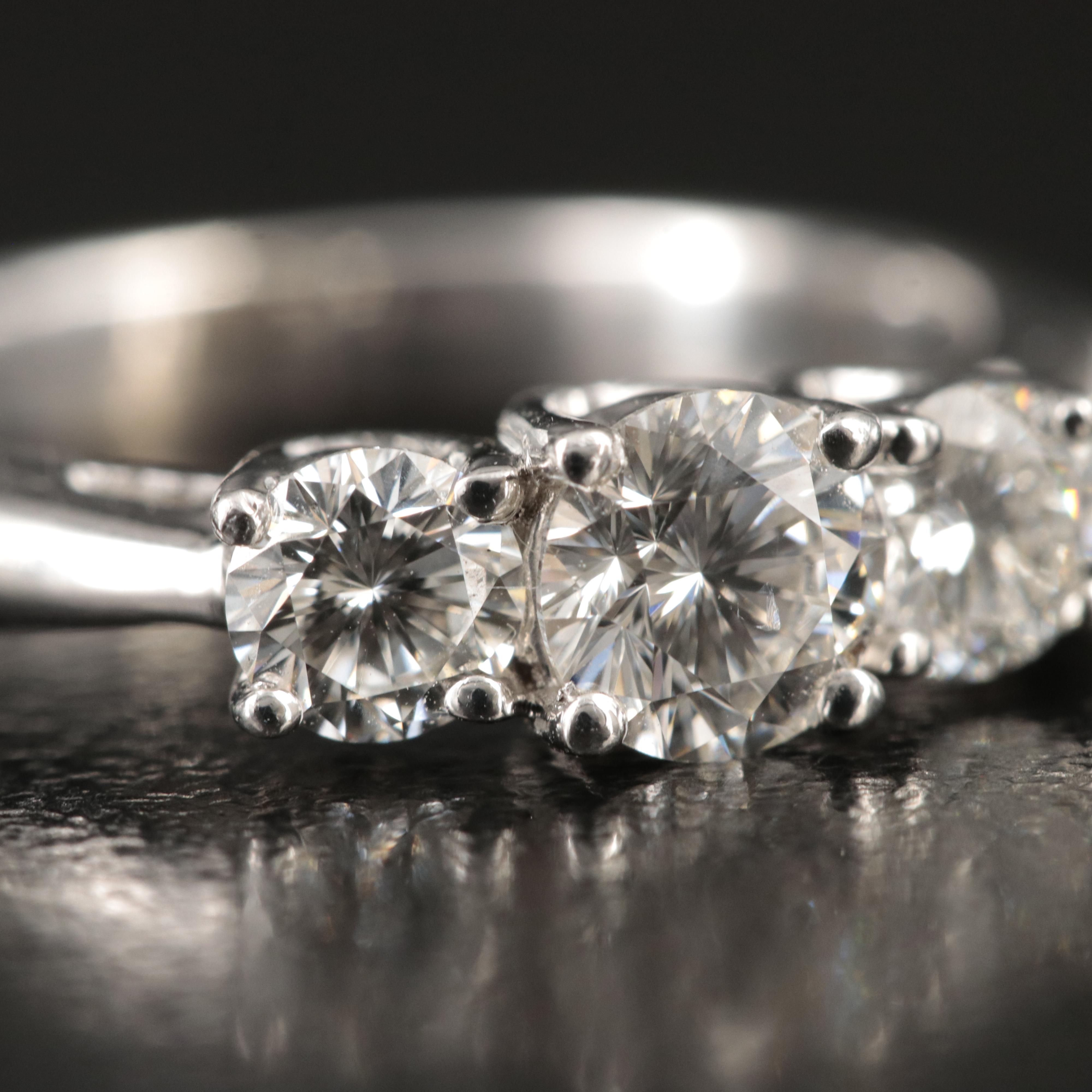 14K 0.98 CTW Leo Diamond Ring with Platinum Accent