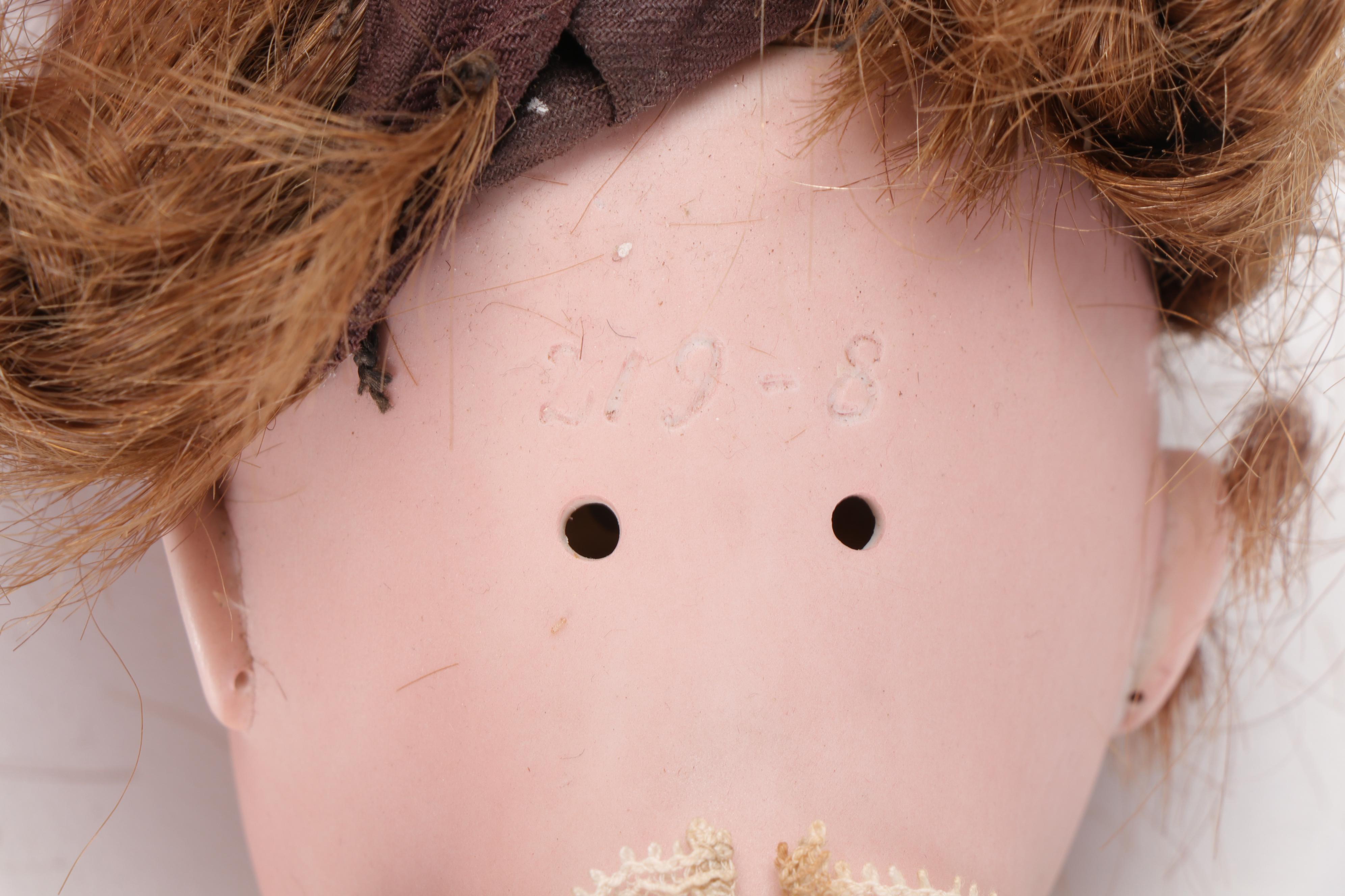 German Porcelain Girl Dolls with Original Trunk and Clothing and Accessories