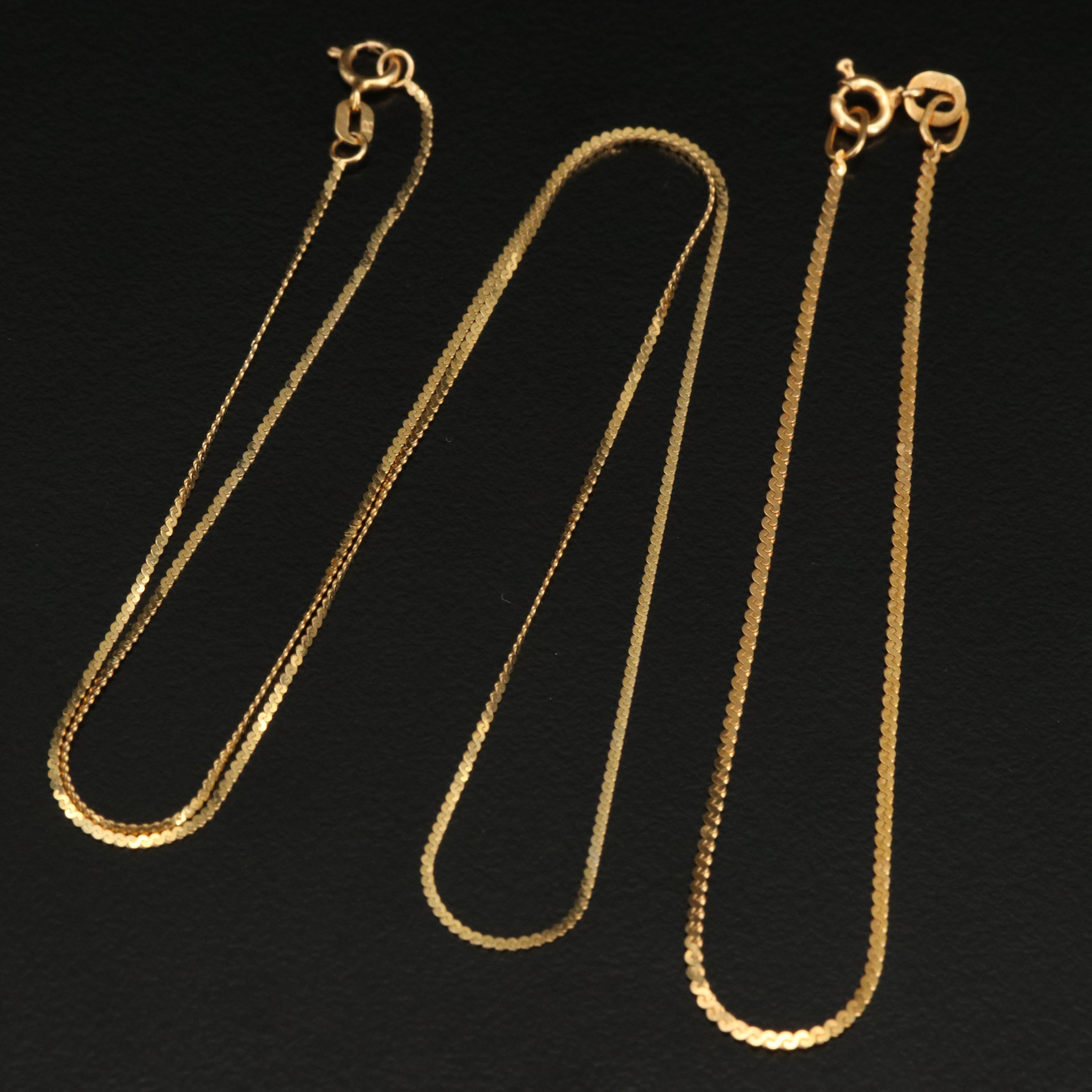 Italian 14K Serpentine Chain Necklace and Bracelet