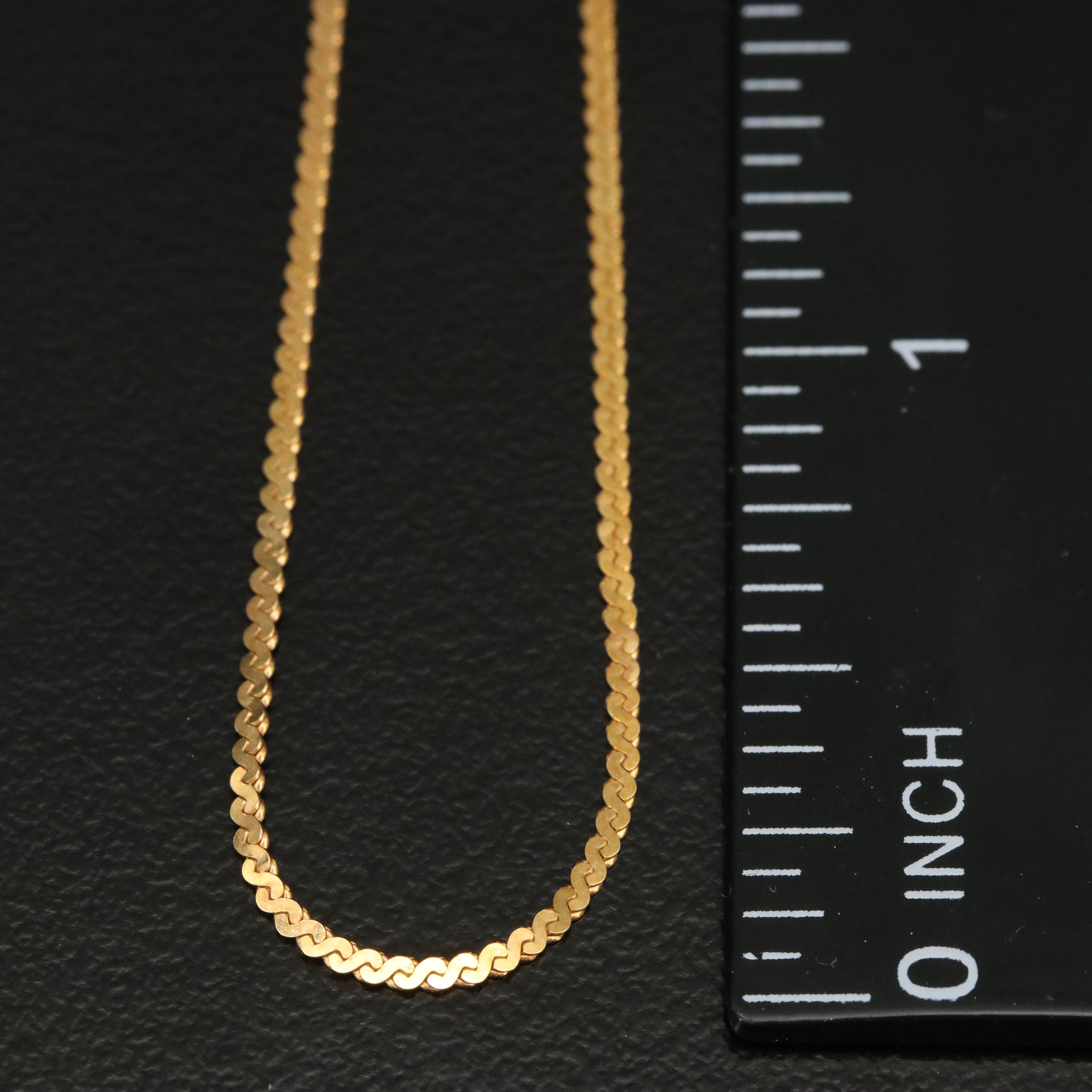 Italian 14K Serpentine Chain Necklace and Bracelet