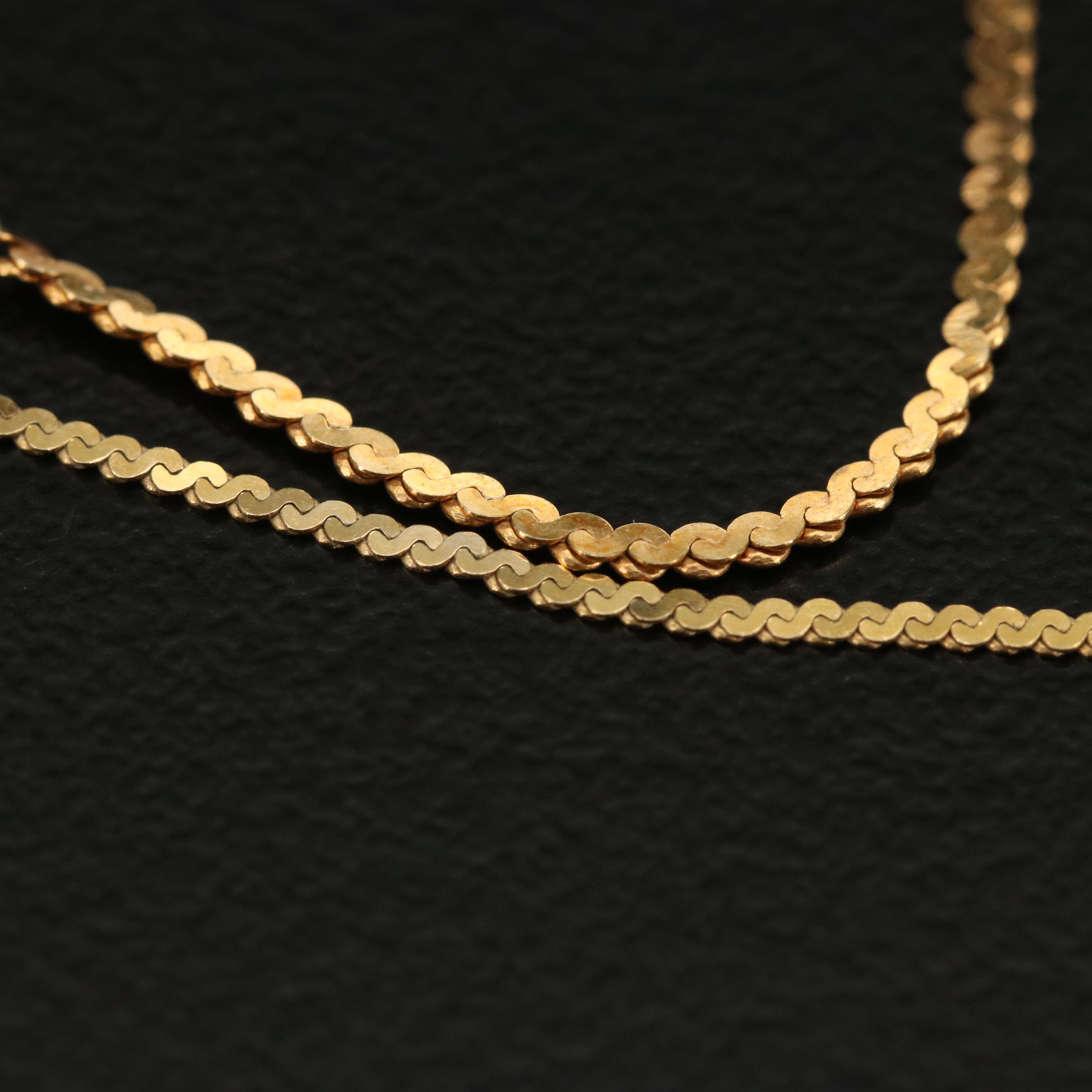 Italian 14K Serpentine Chain Necklace and Bracelet