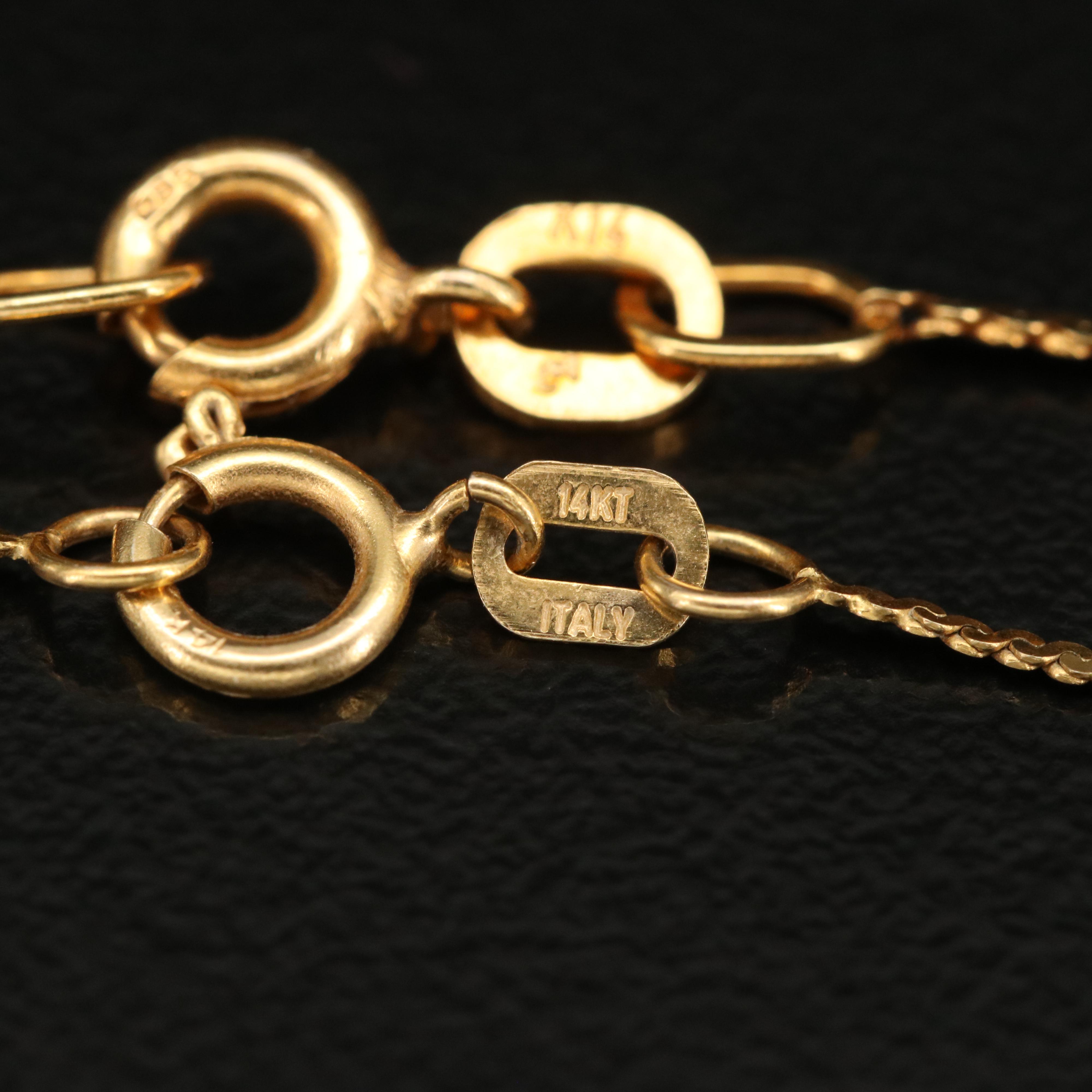 Italian 14K Serpentine Chain Necklace and Bracelet