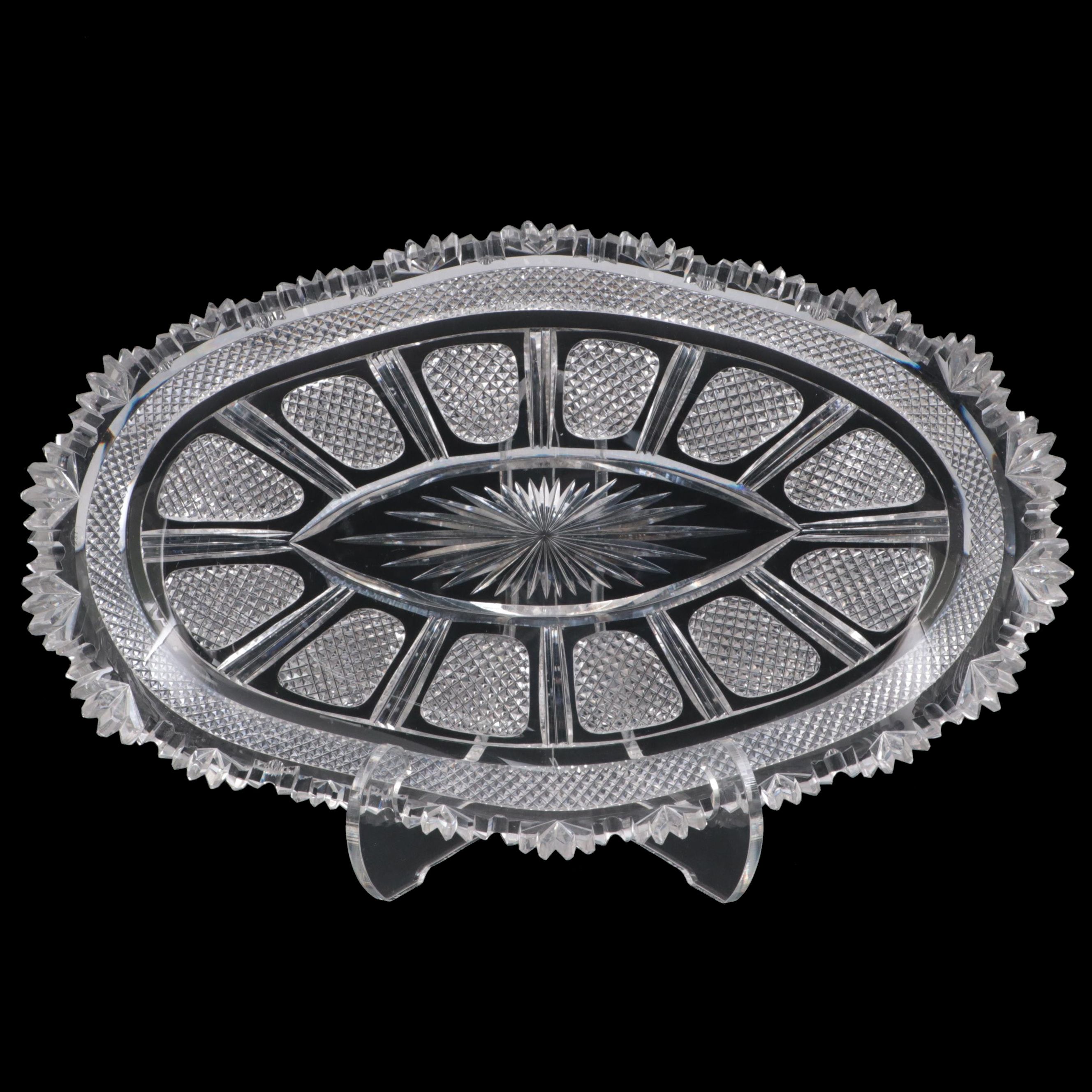 Meriden Cut Glass Co. "Old Irish" Brilliant Cut Glass Ice Cream Tray