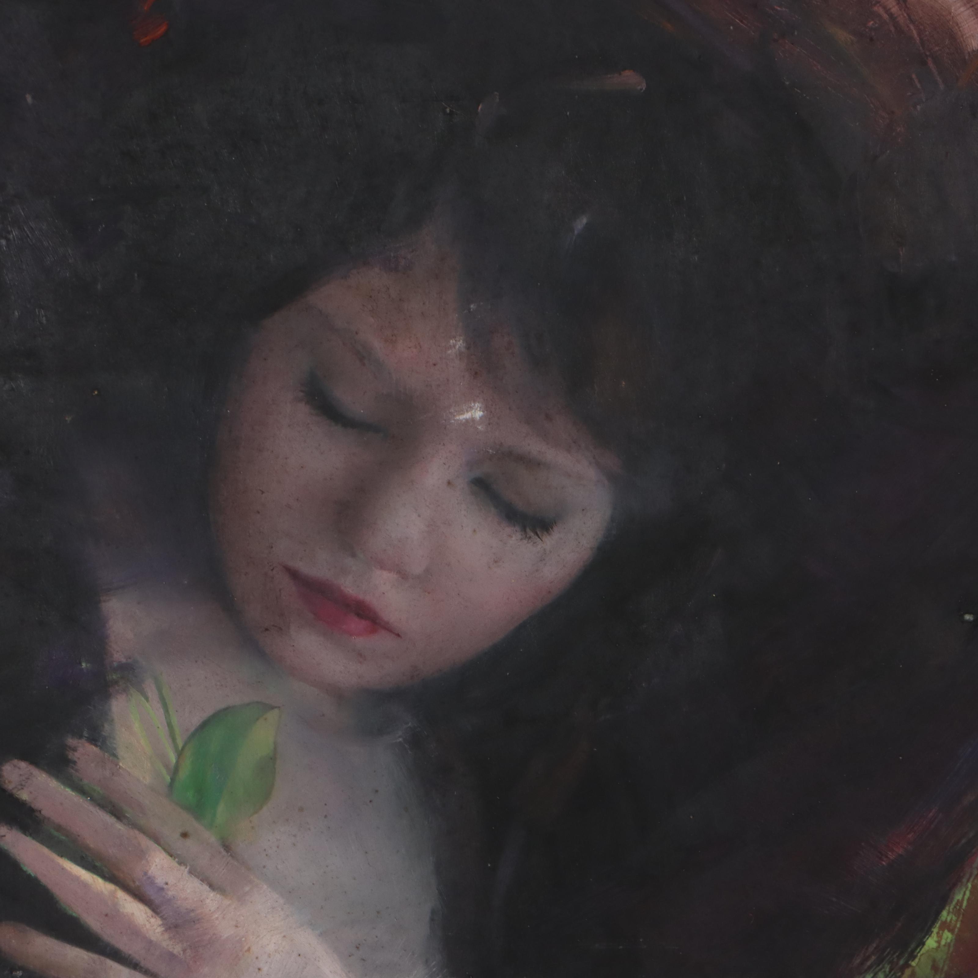 Unfinished Portrait Oil Painting of a Deceased Figure