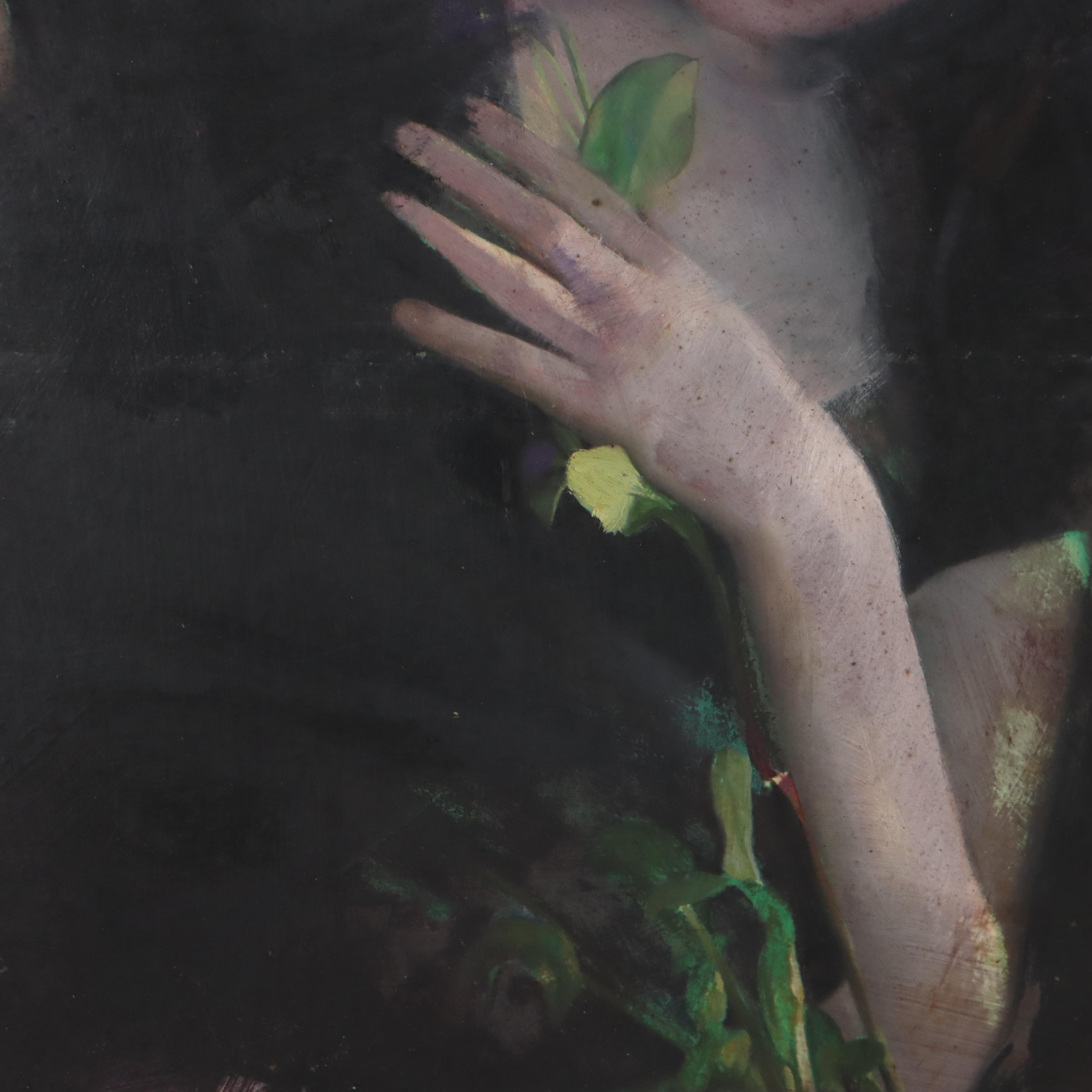 Unfinished Portrait Oil Painting of a Deceased Figure