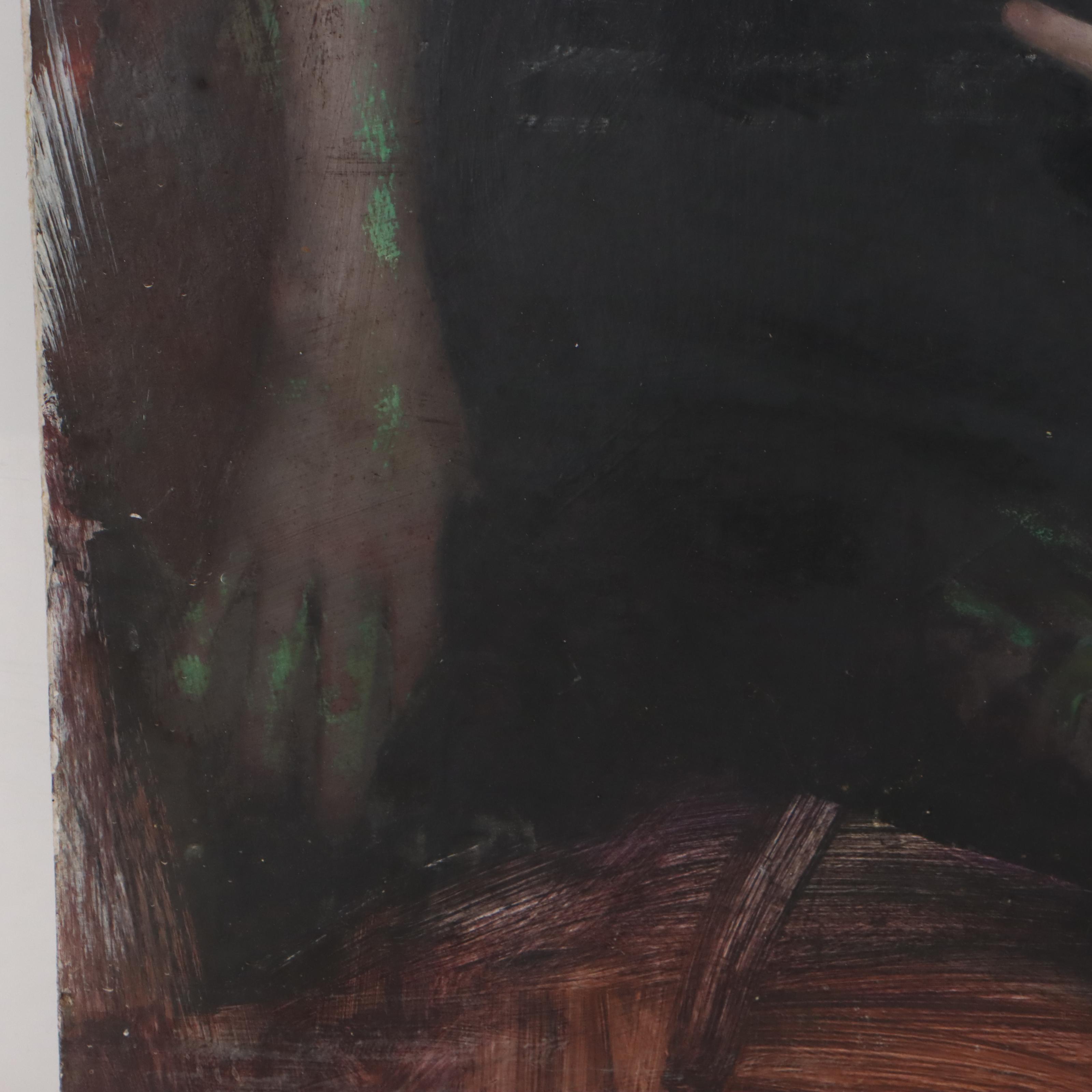 Unfinished Portrait Oil Painting of a Deceased Figure