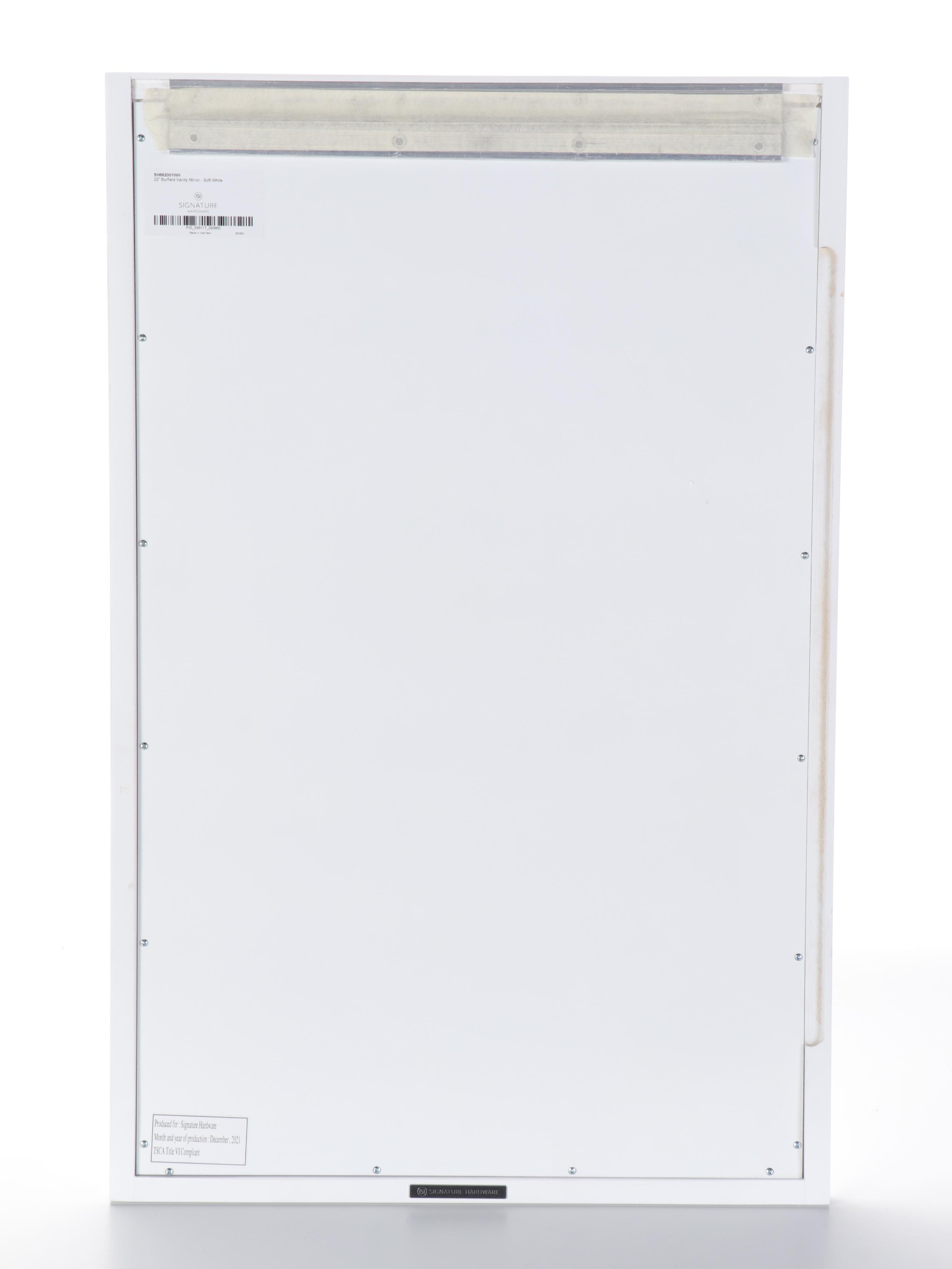 White Wood Framed Vanity Mirror with Oil Rubbed Bronze Finish Bathroom Fixtures