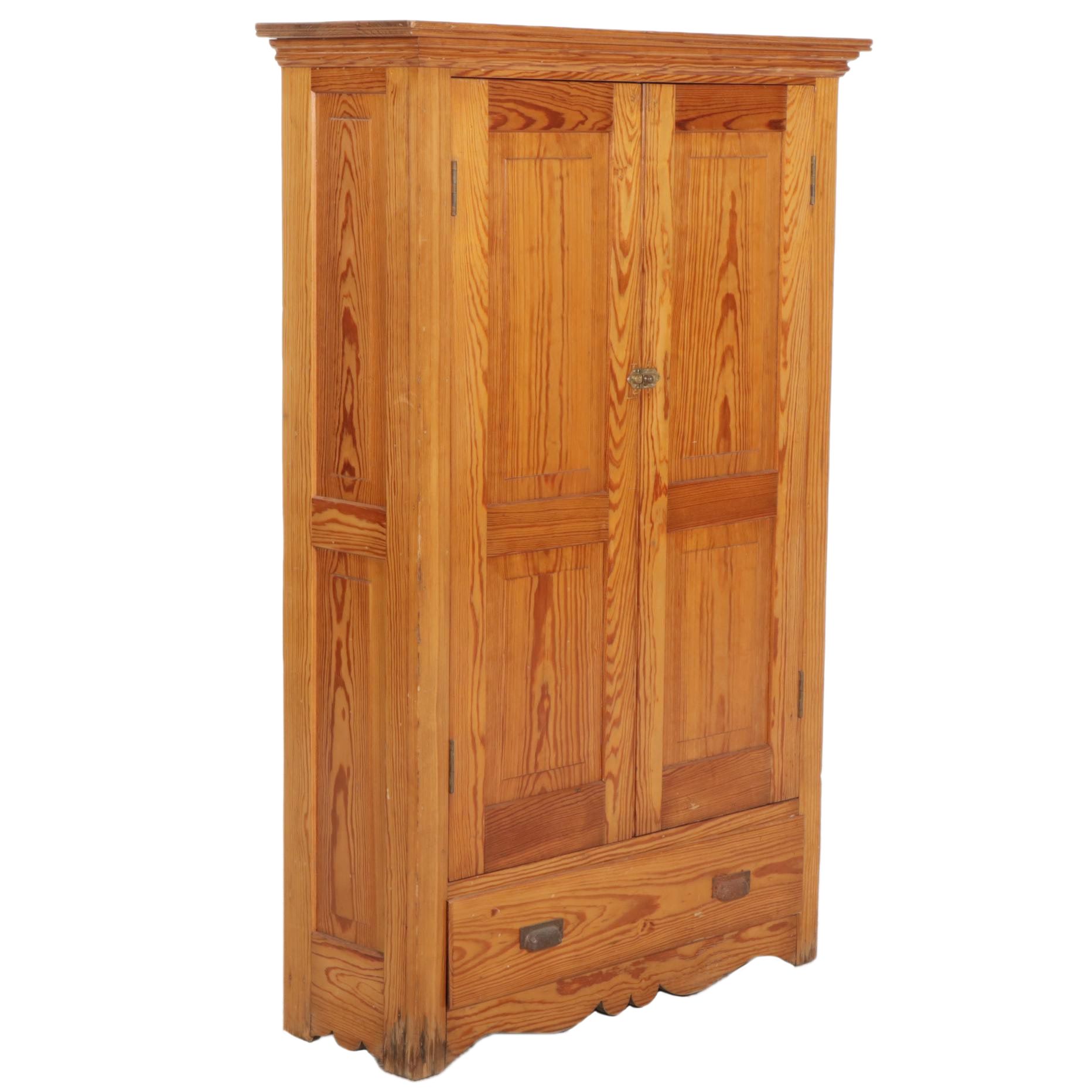 Paneled Pine Storage Cabinet, Early 20th Century