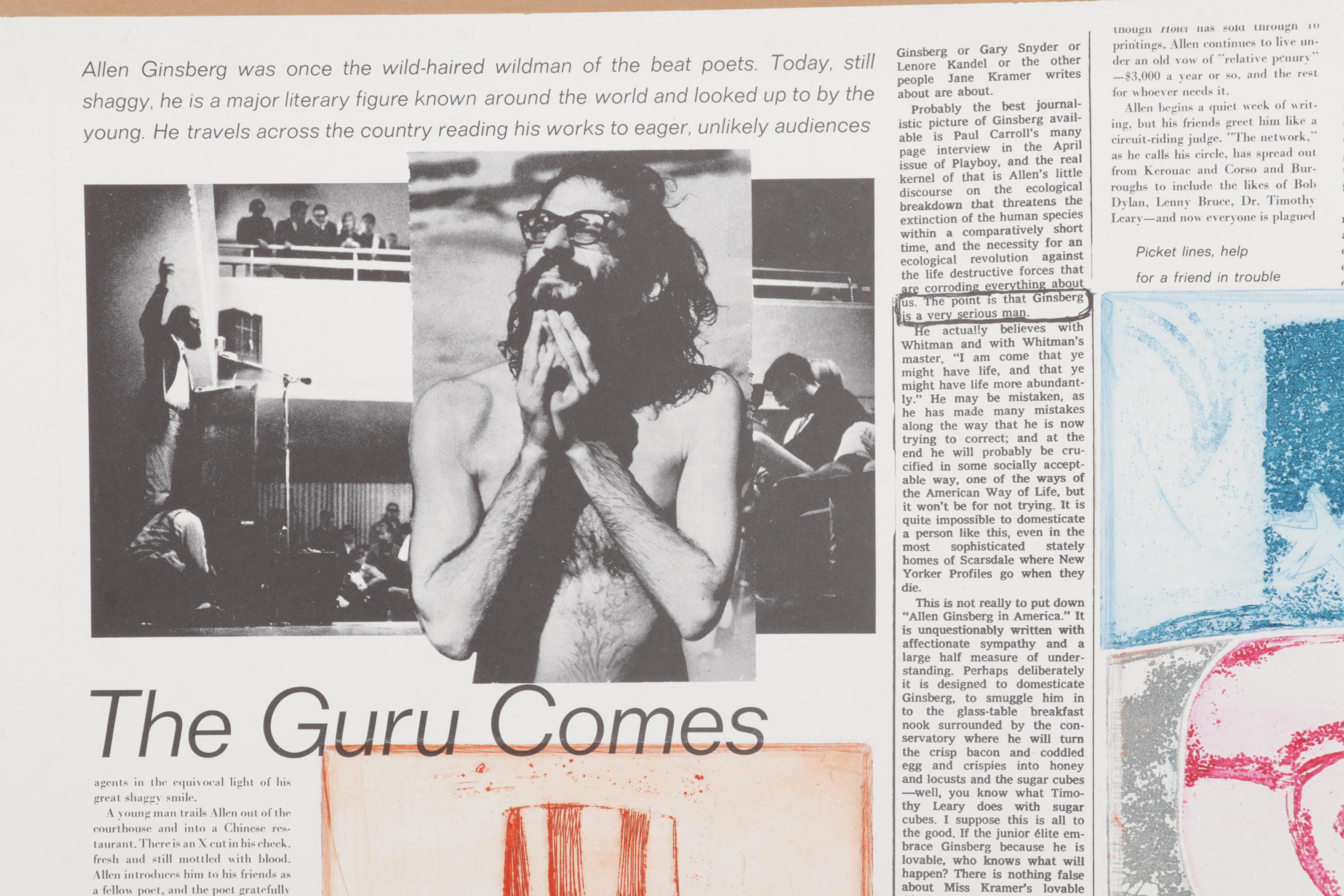 Sidney Chafetz Mixed Media Print "I Hear America Singing (The Guru Comes), 1971