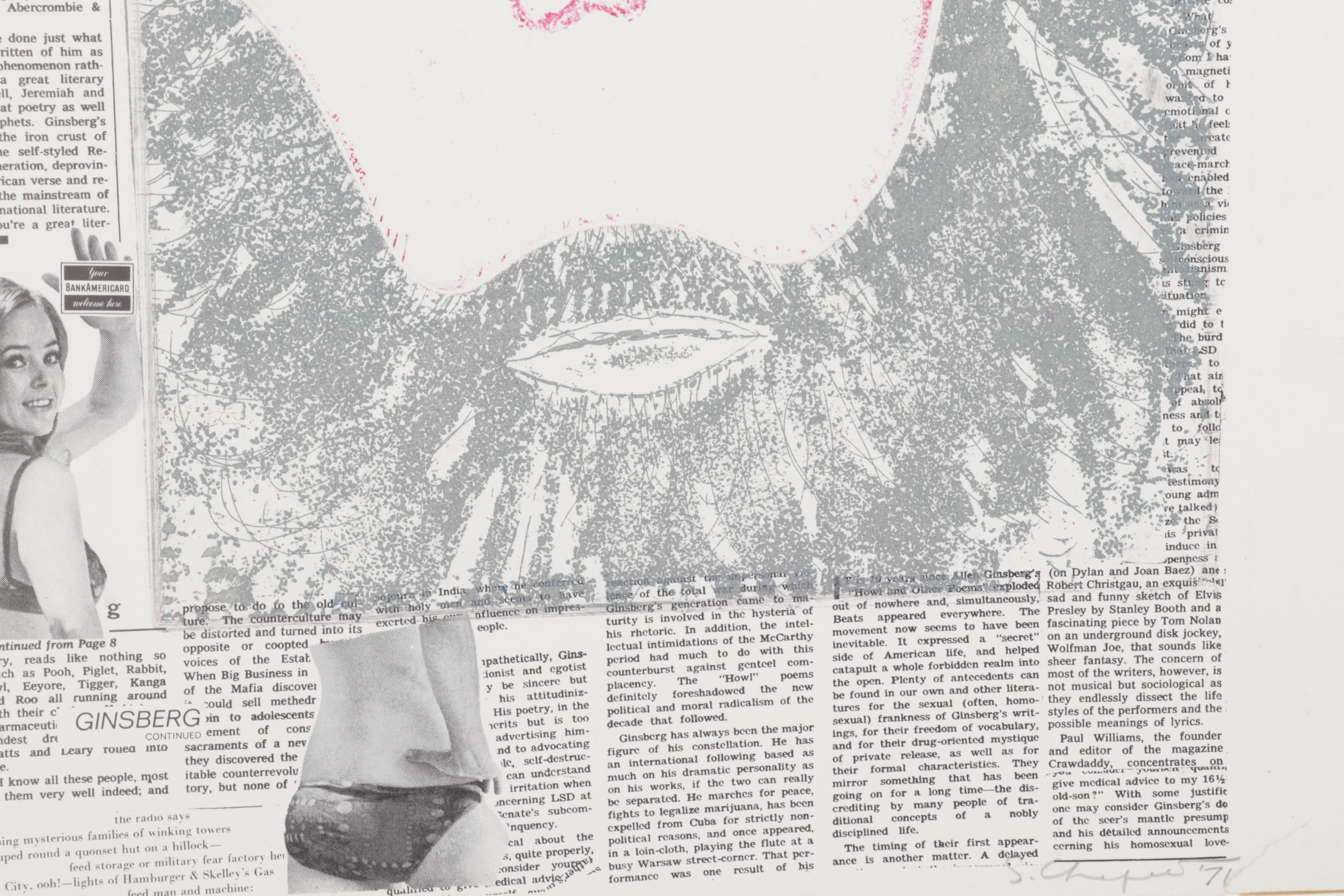 Sidney Chafetz Mixed Media Print "I Hear America Singing (The Guru Comes), 1971