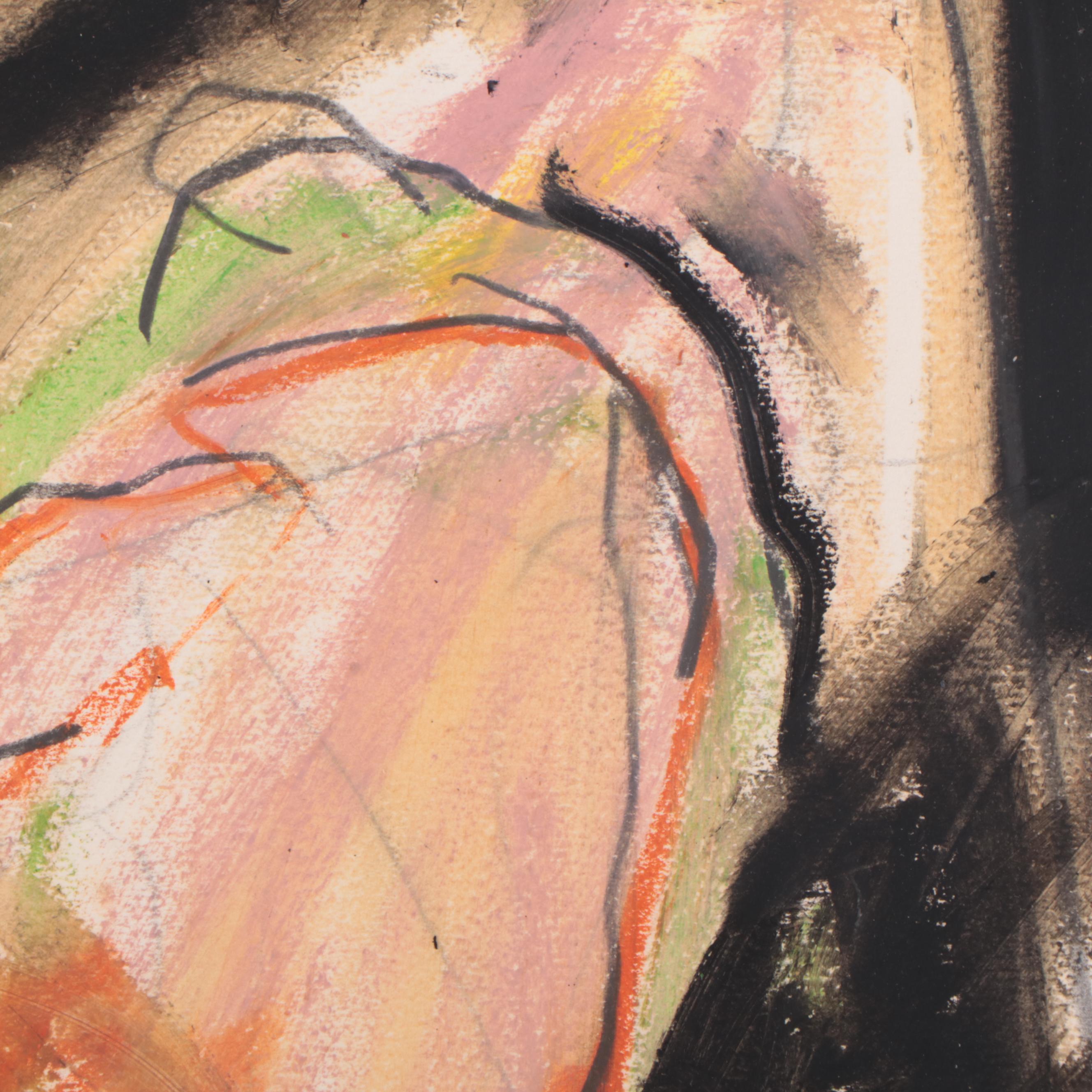 Jack Meanwell Expressionist Pastel Drawing