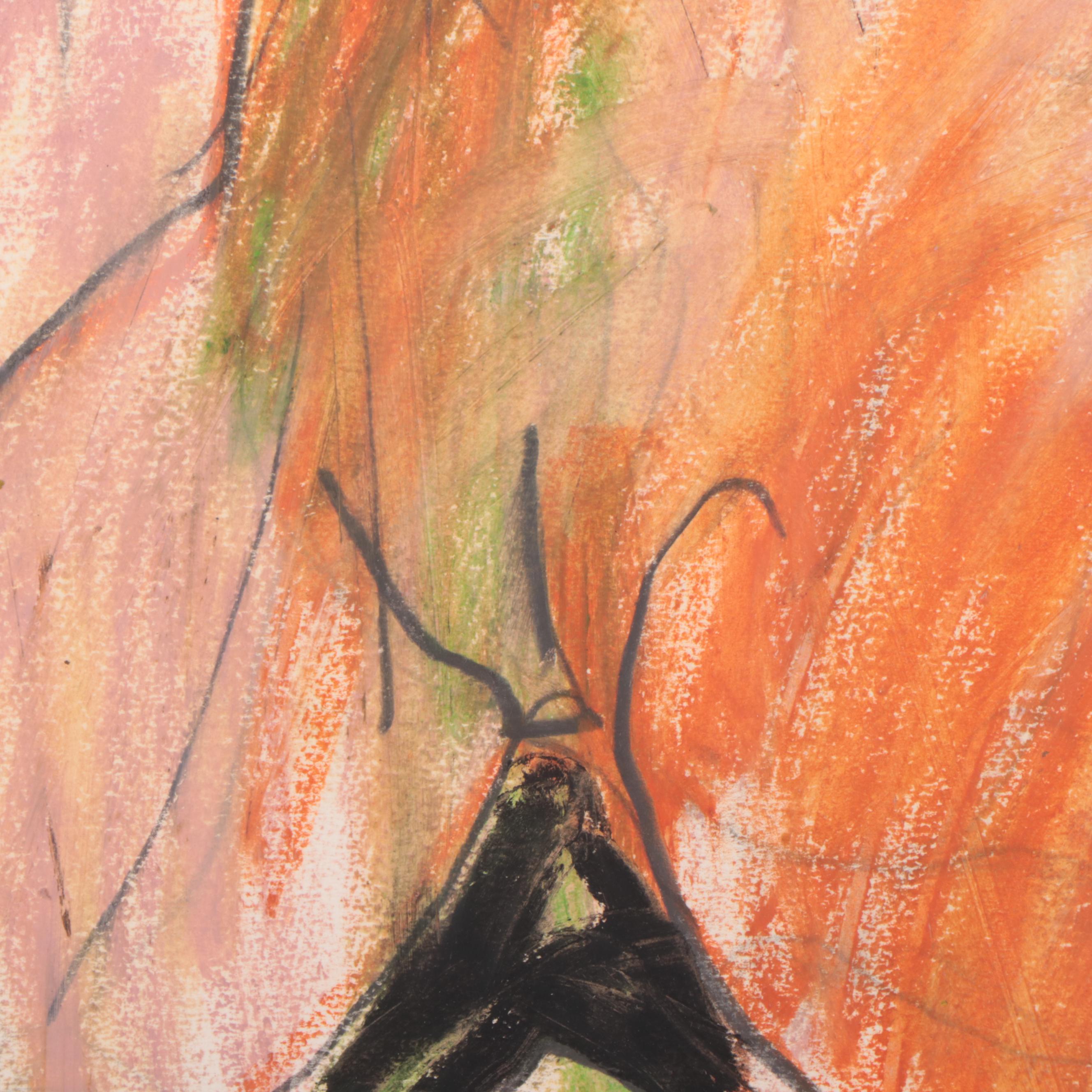 Jack Meanwell Expressionist Pastel Drawing