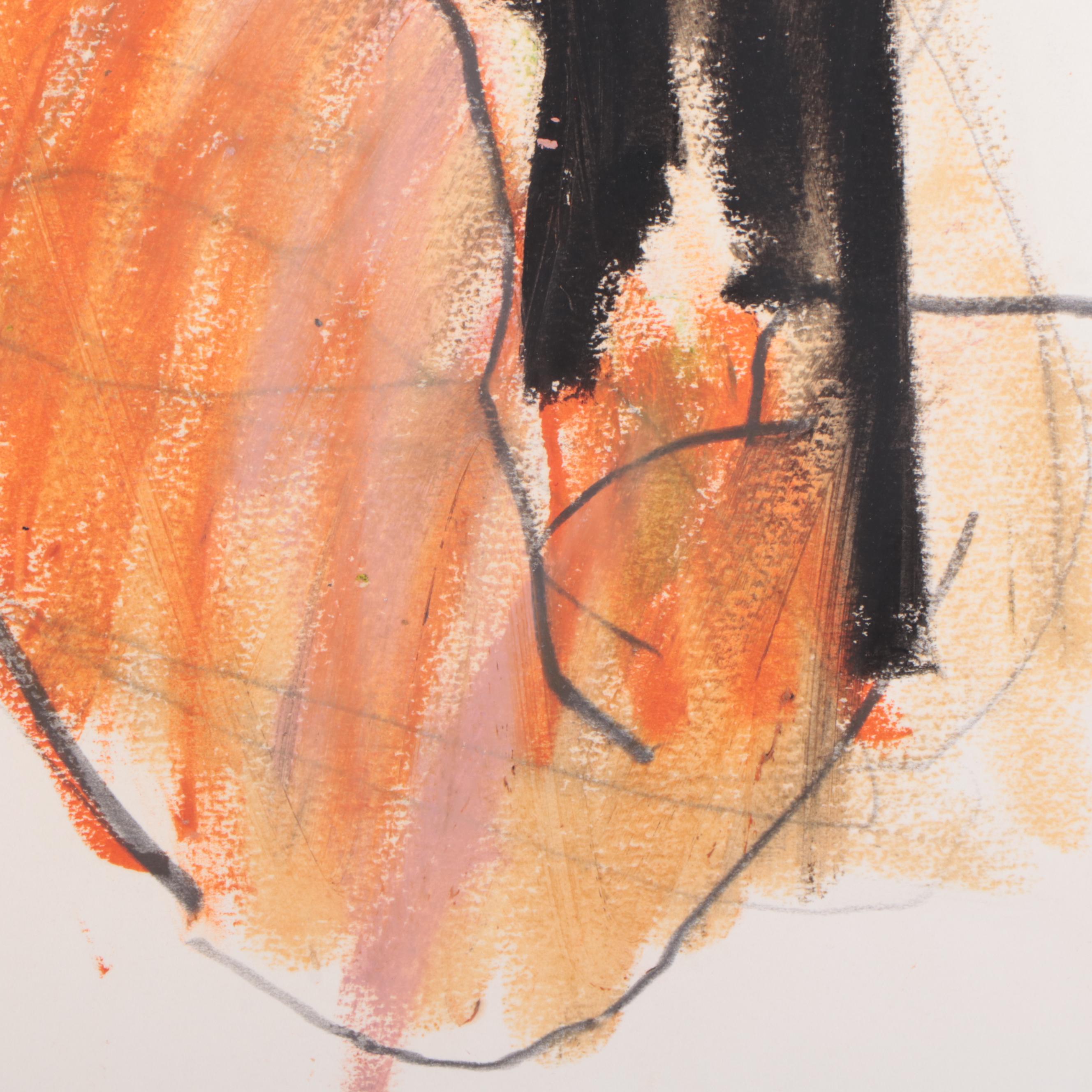 Jack Meanwell Expressionist Pastel Drawing