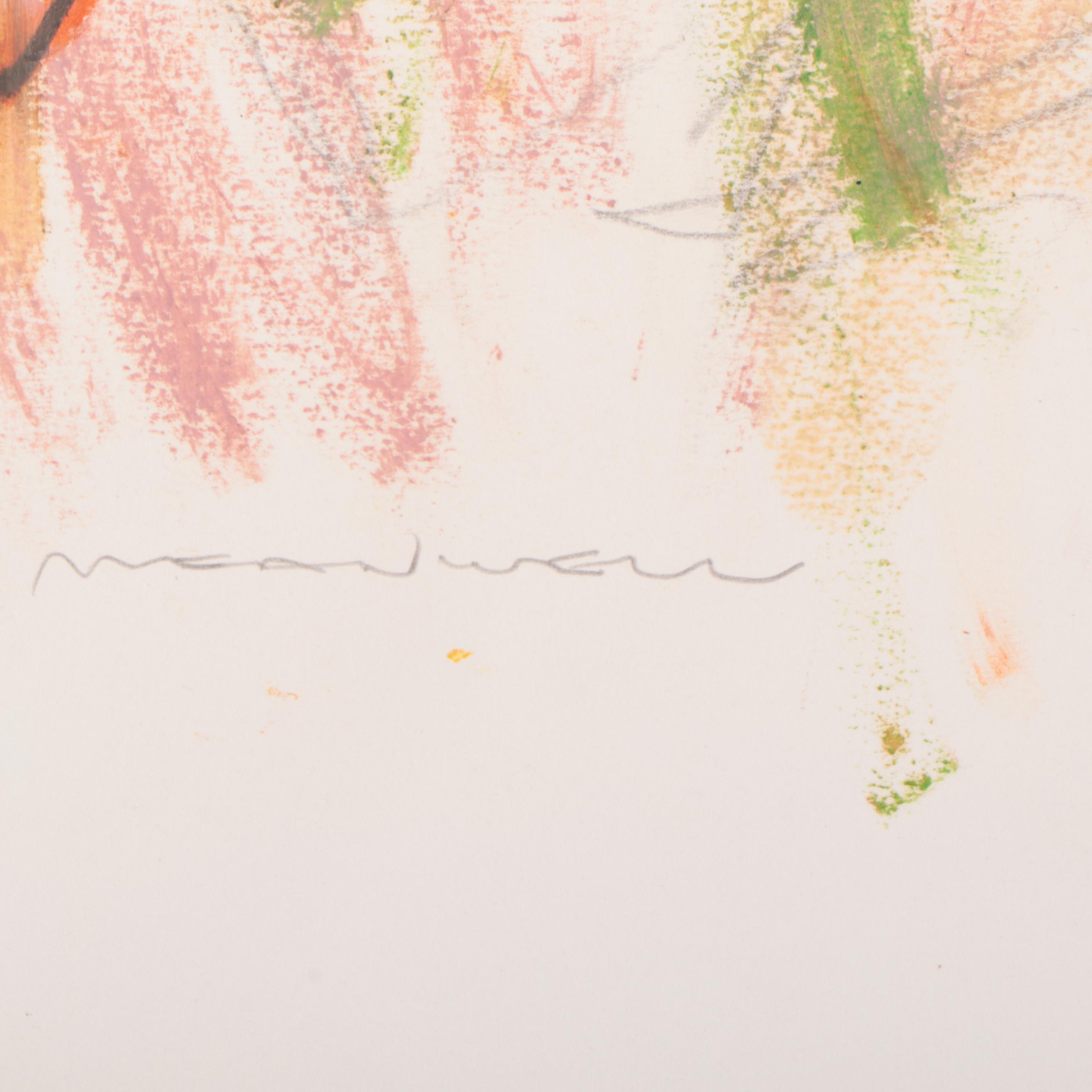 Jack Meanwell Expressionist Pastel Drawing