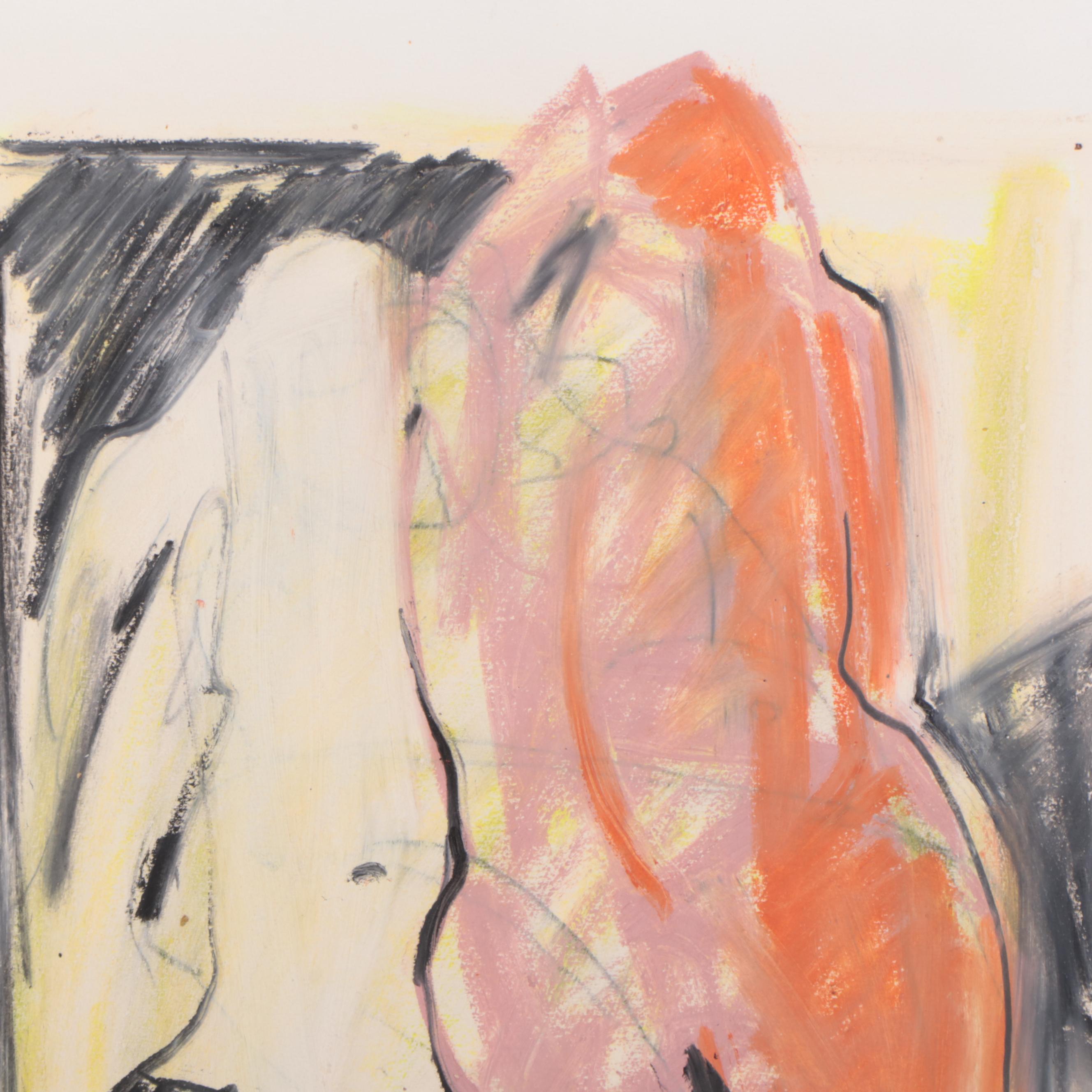 Jack Meanwell Expressionist Pastel Figure Drawing