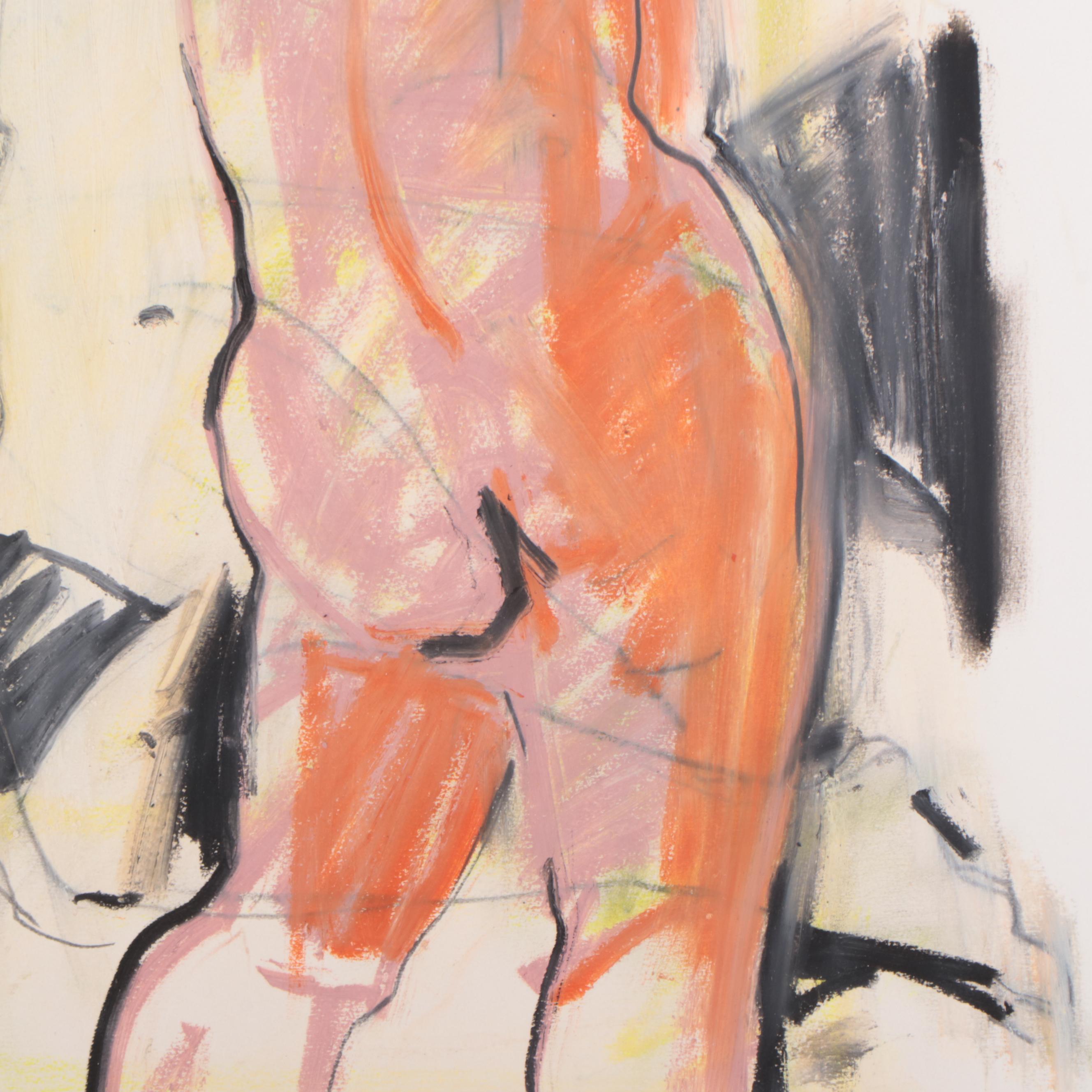 Jack Meanwell Expressionist Pastel Figure Drawing