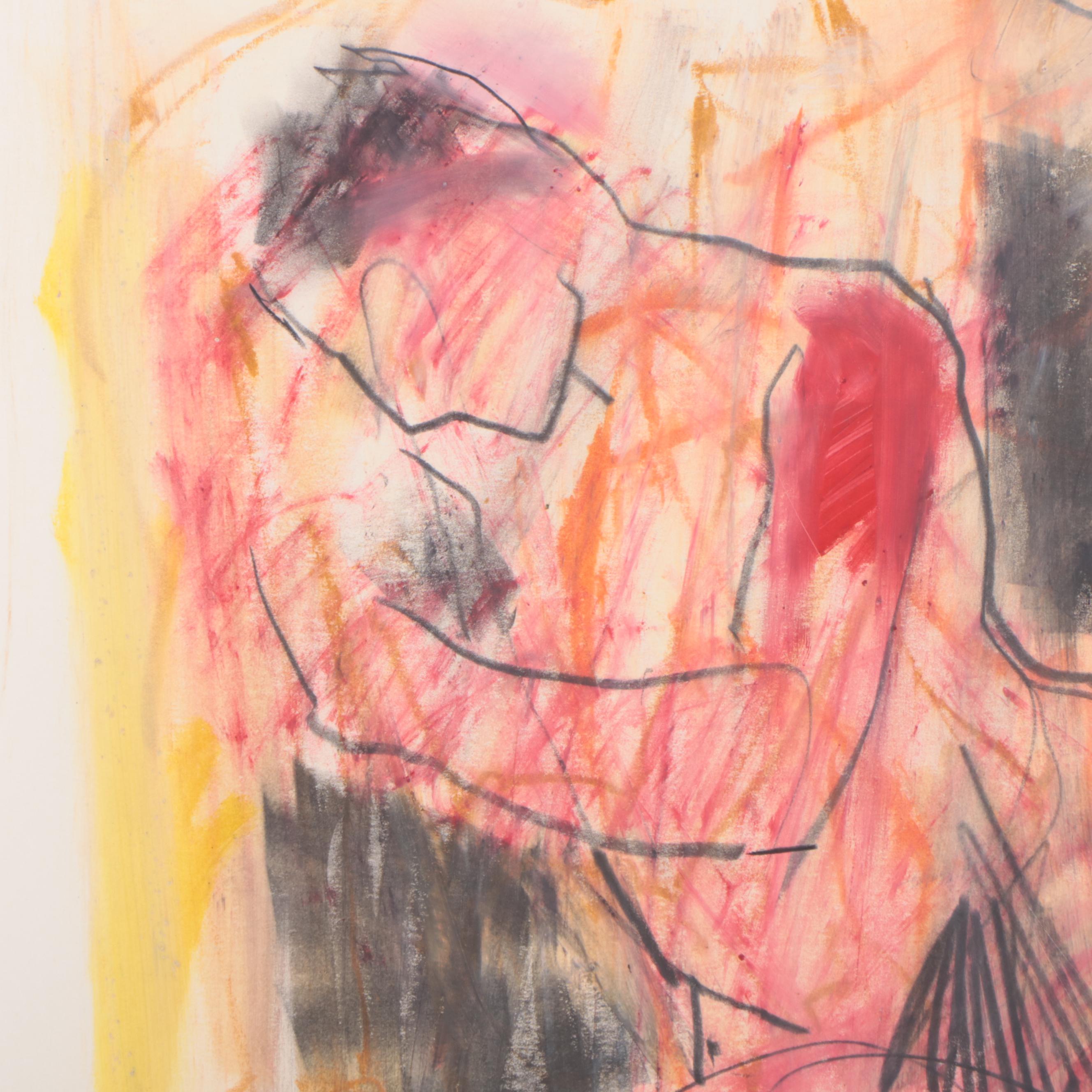 Jack Meanwell Expressionist Pastel Figure Drawing